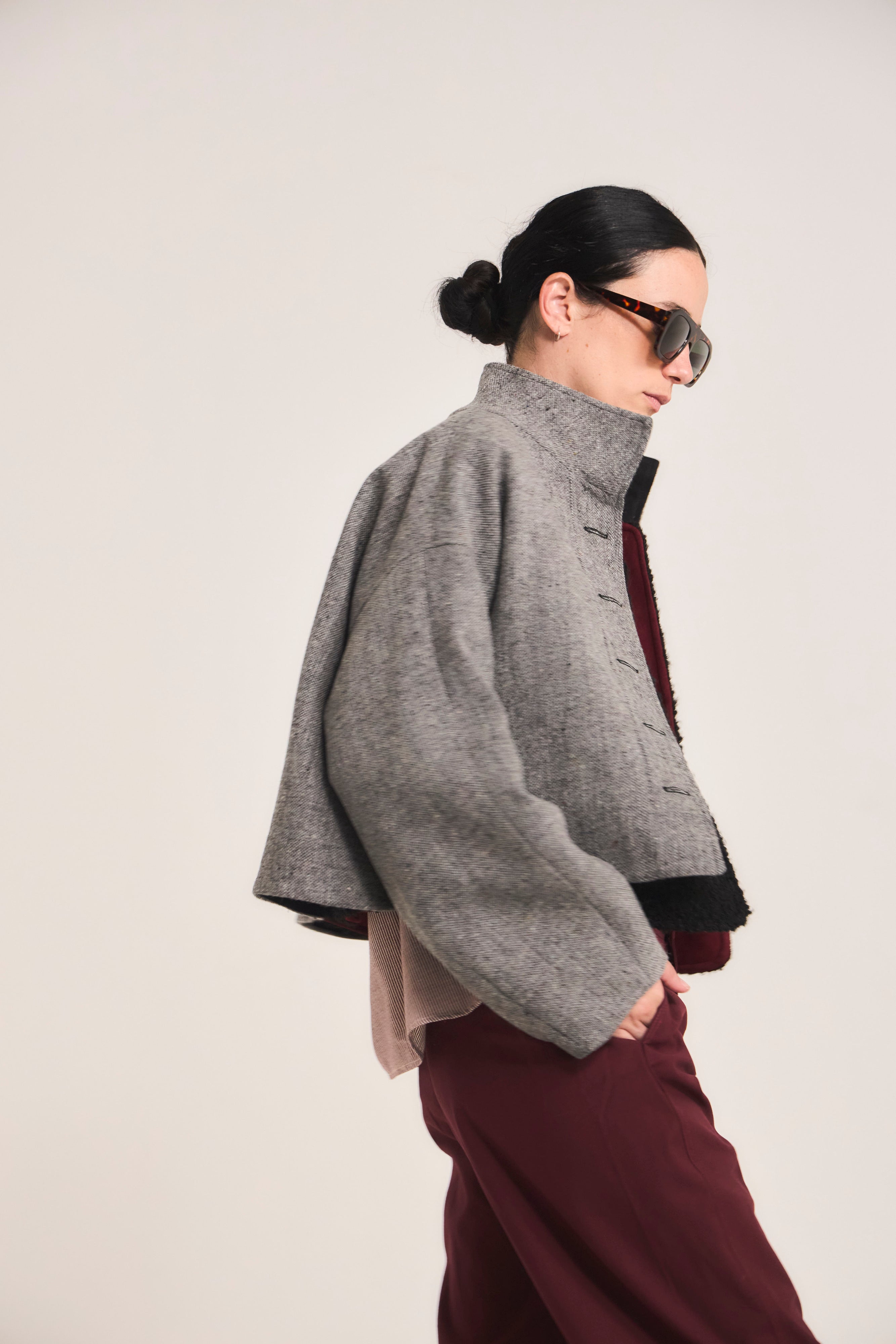 Prunelliere Grey Wool Jacket
