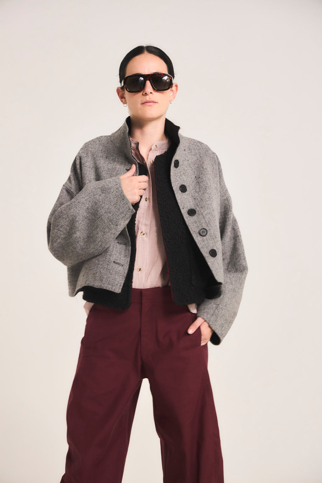 Prunelliere Grey Wool Jacket