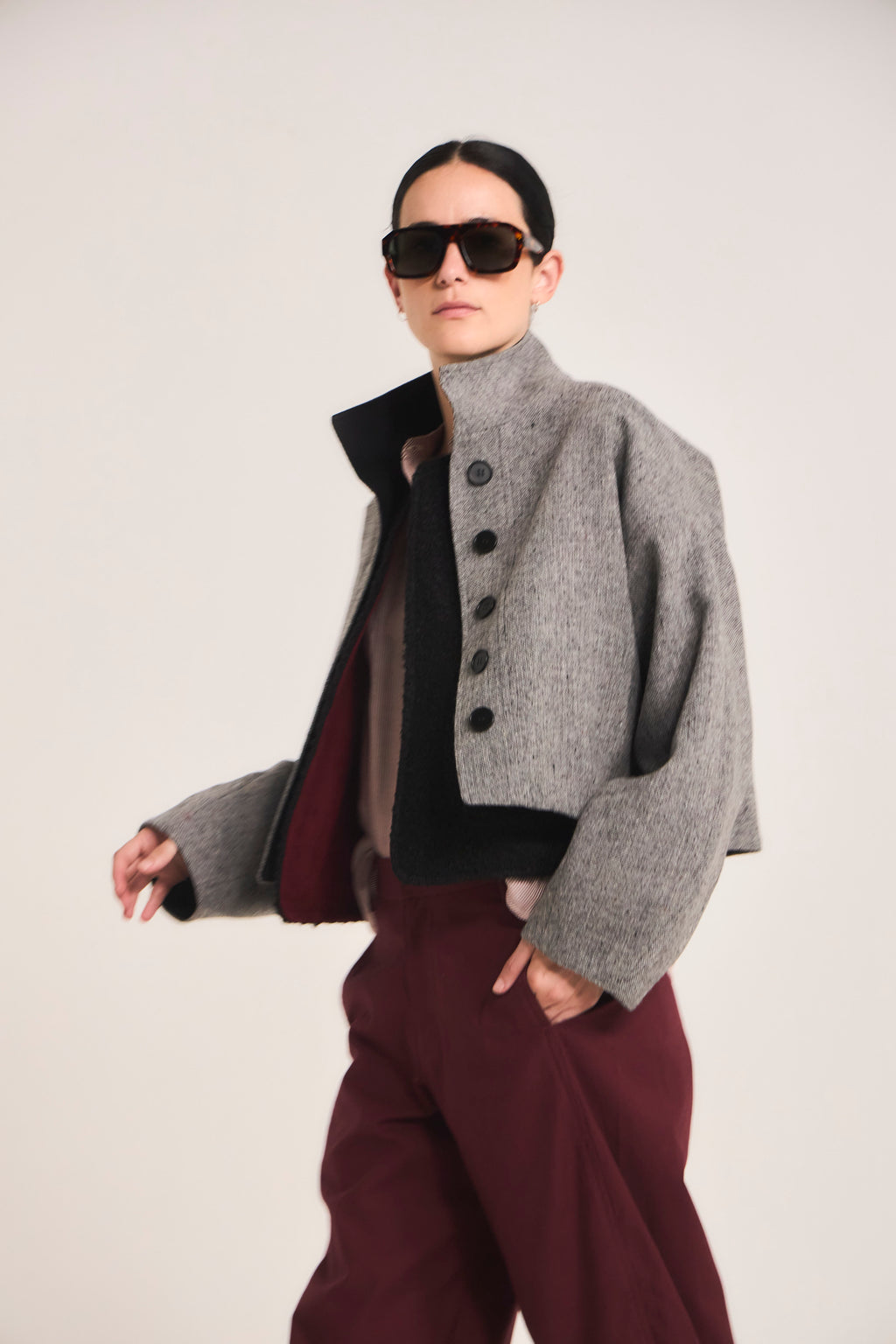 Prunelliere Grey Wool Jacket
