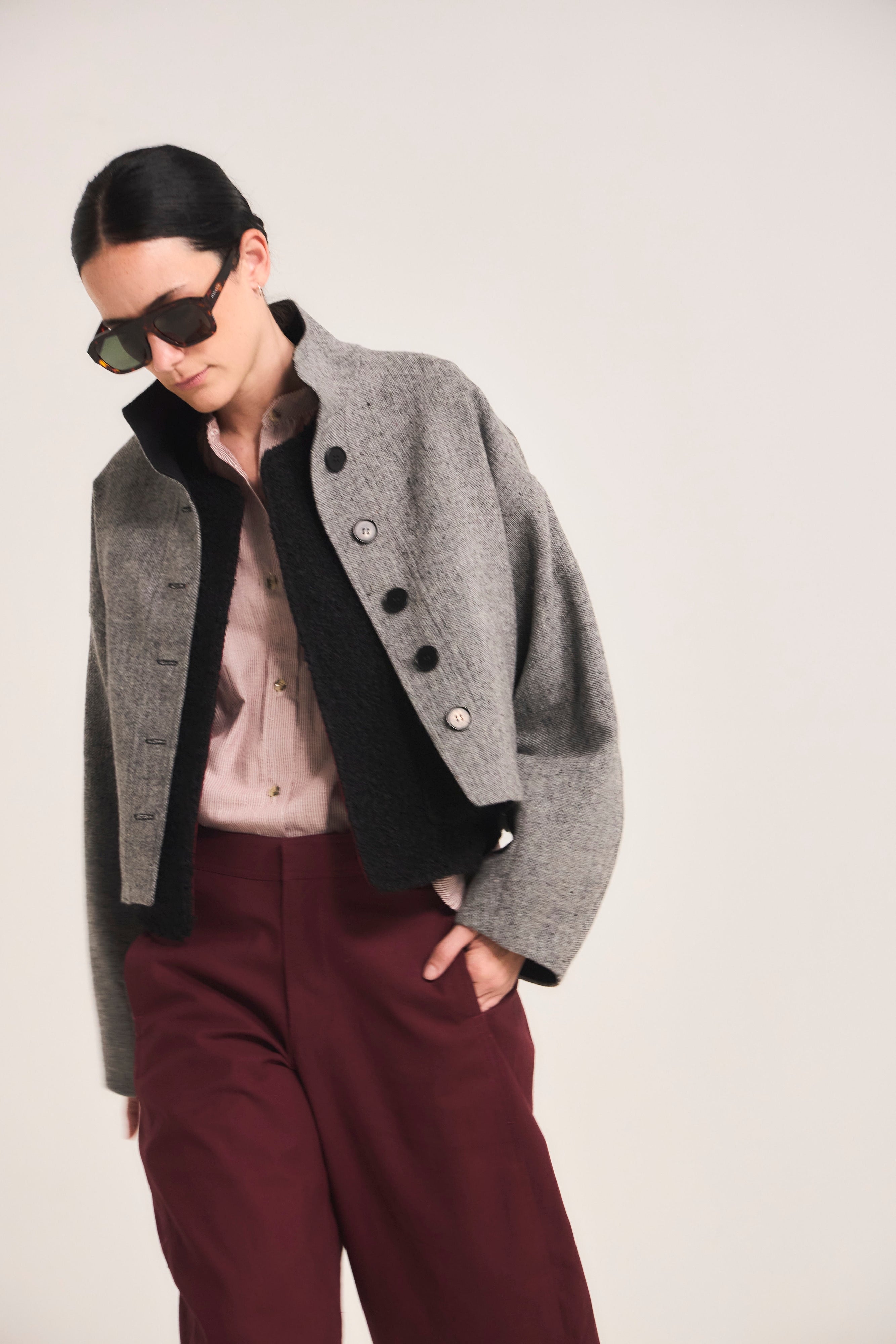 Prunelliere Grey Wool Jacket