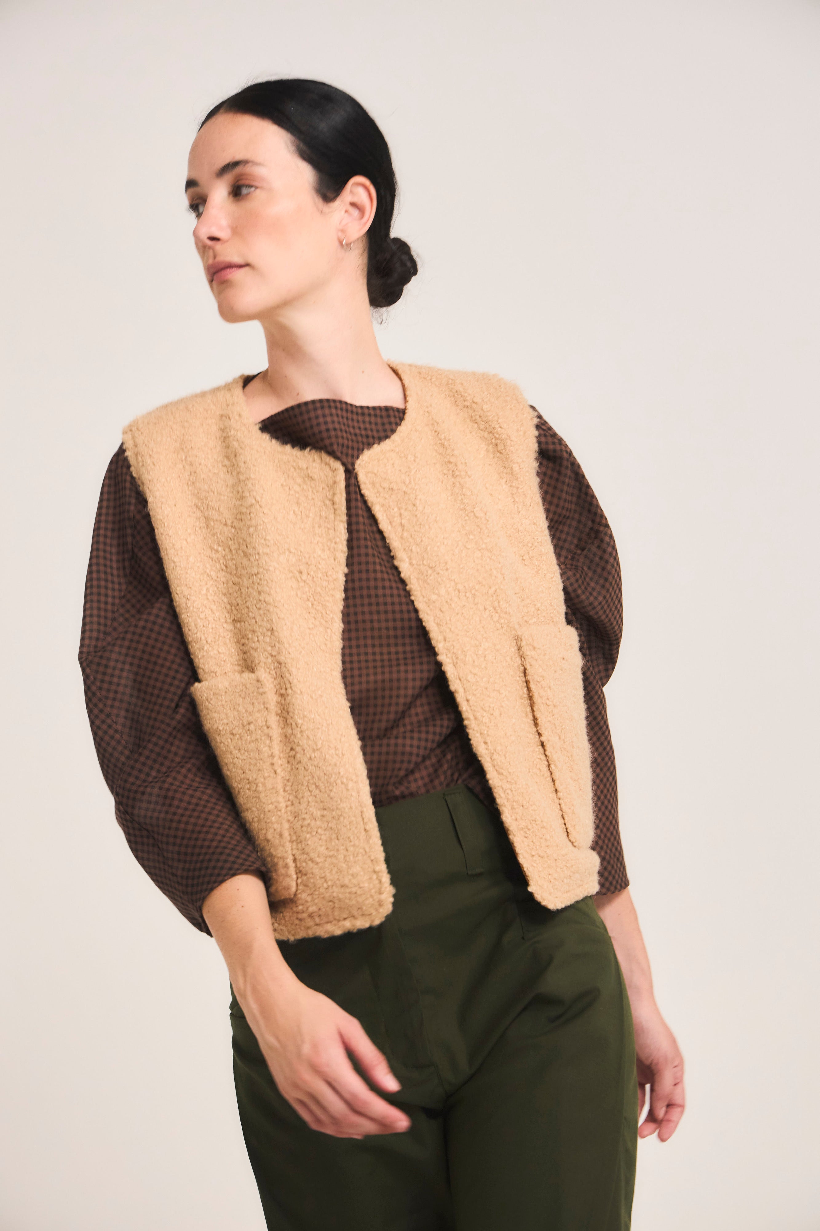 Gilet Reversible Infini Corderito Beige/ Camel