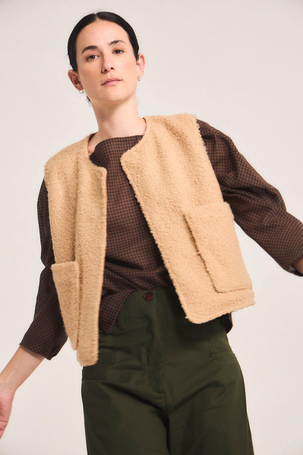 Gilet Reversible Infini Corderito Beige/ Camel