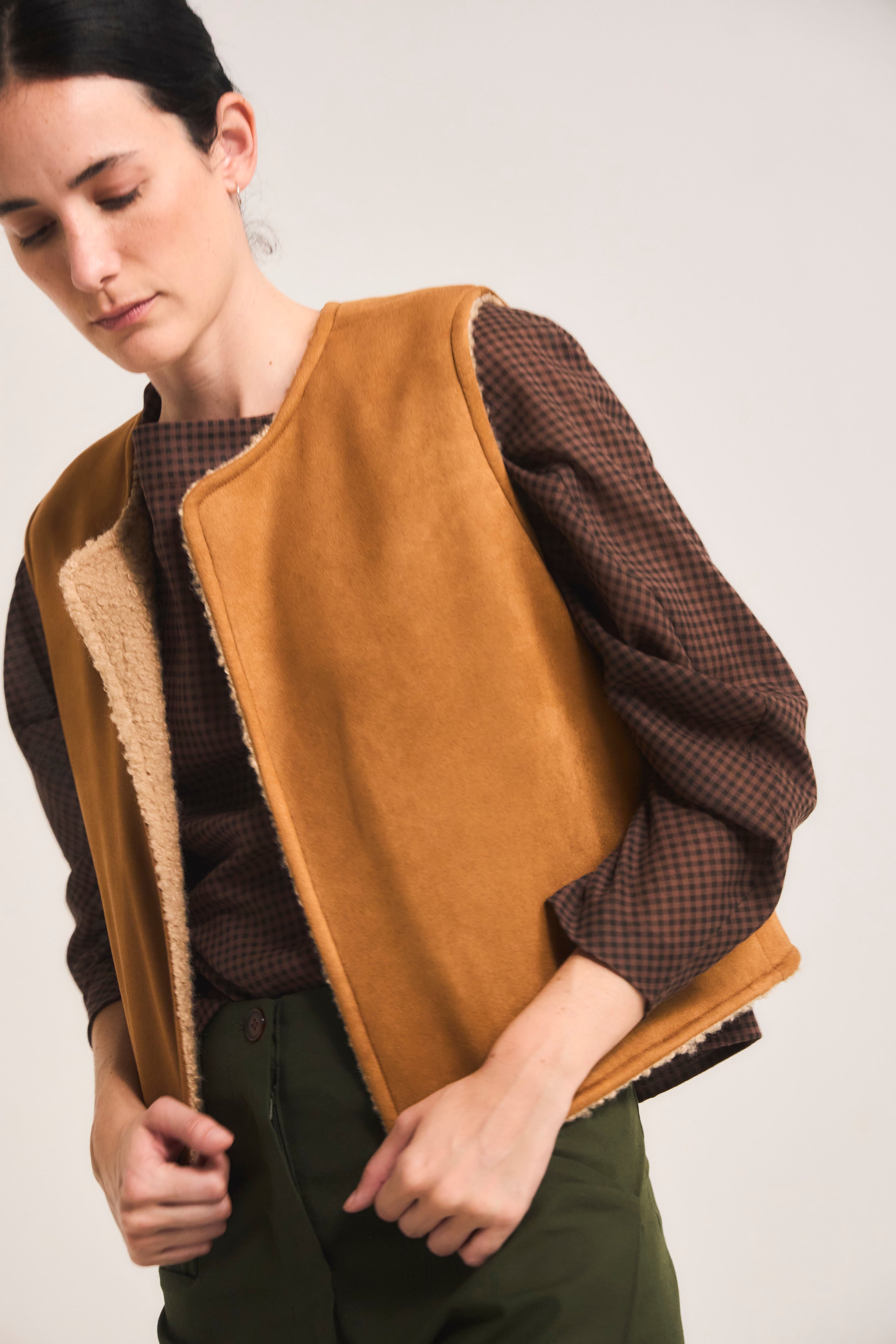 Gilet Reversible Infini Corderito Beige/ Camel