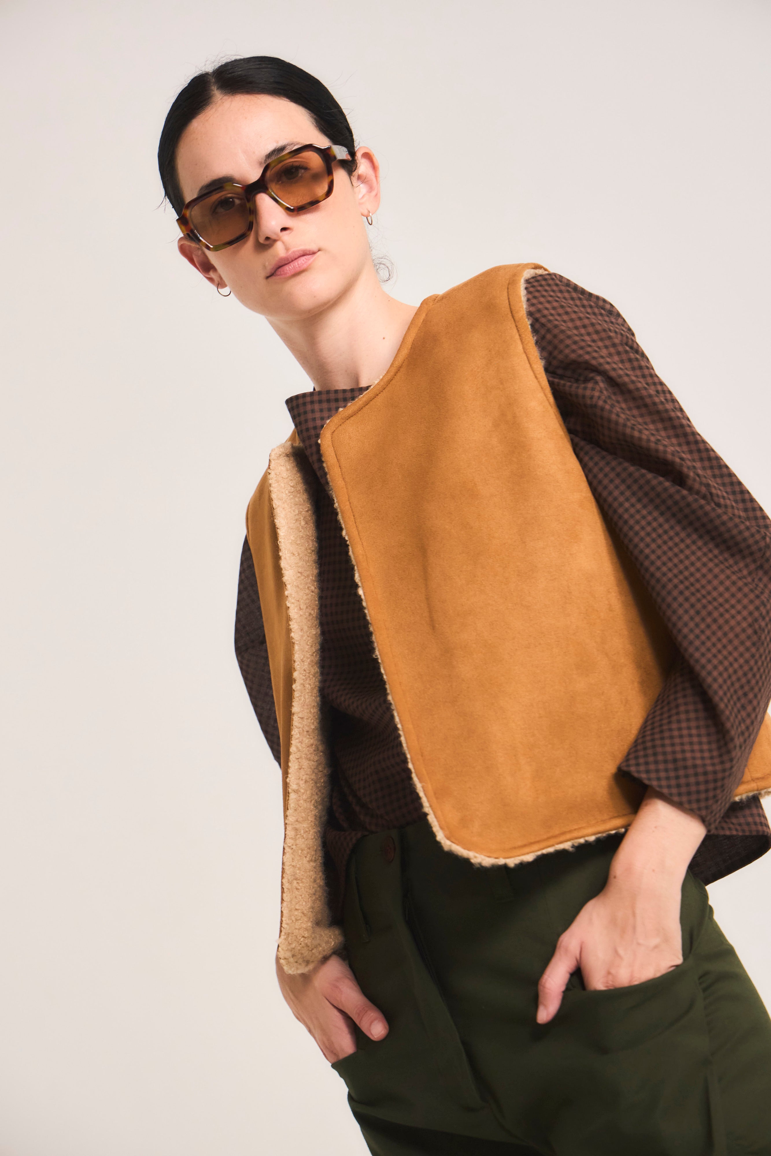 Gilet Reversible Infini Corderito Beige/ Camel