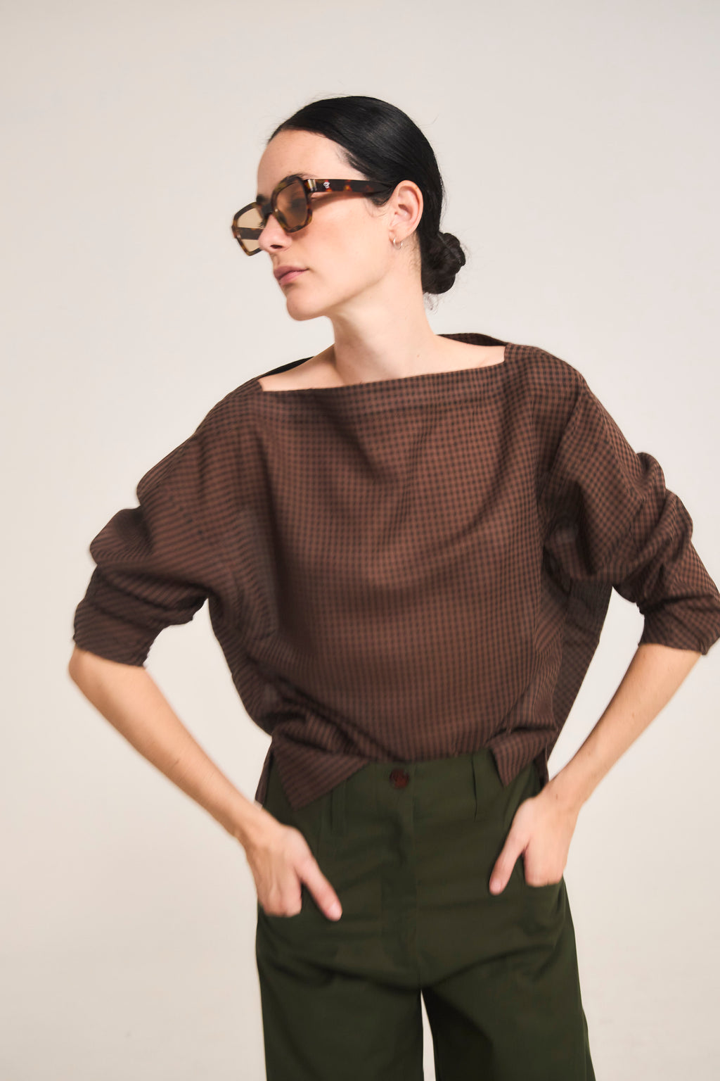 Blusa Trame Cuadrille Café