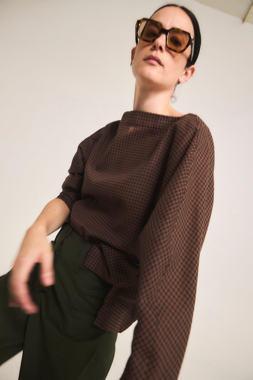 Blusa Trame Cuadrille Café