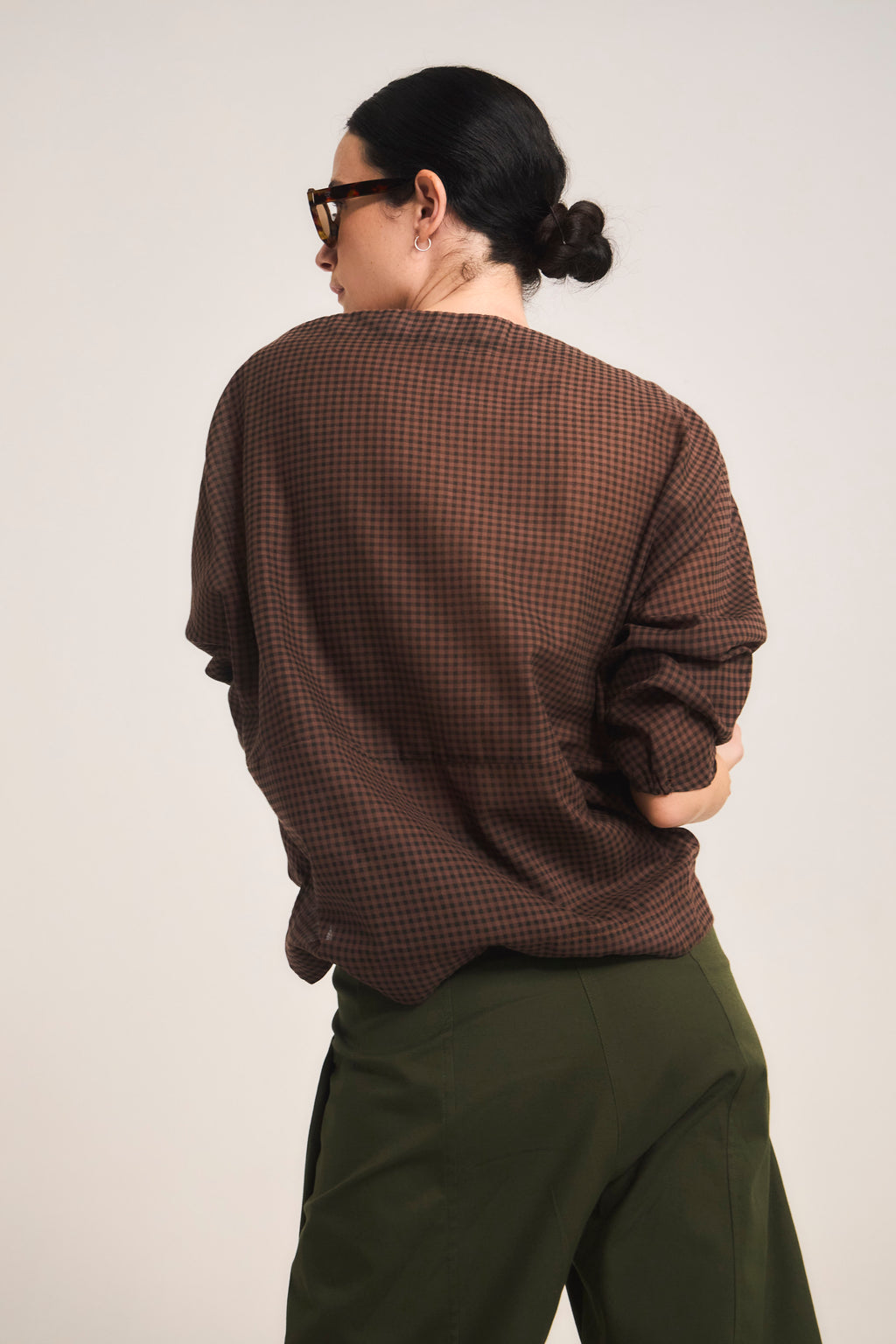 Blusa Trame Cuadrille Café