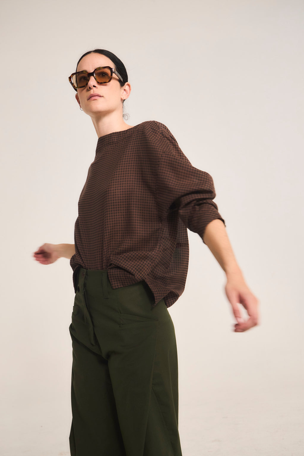 Blusa Trame Cuadrille Café