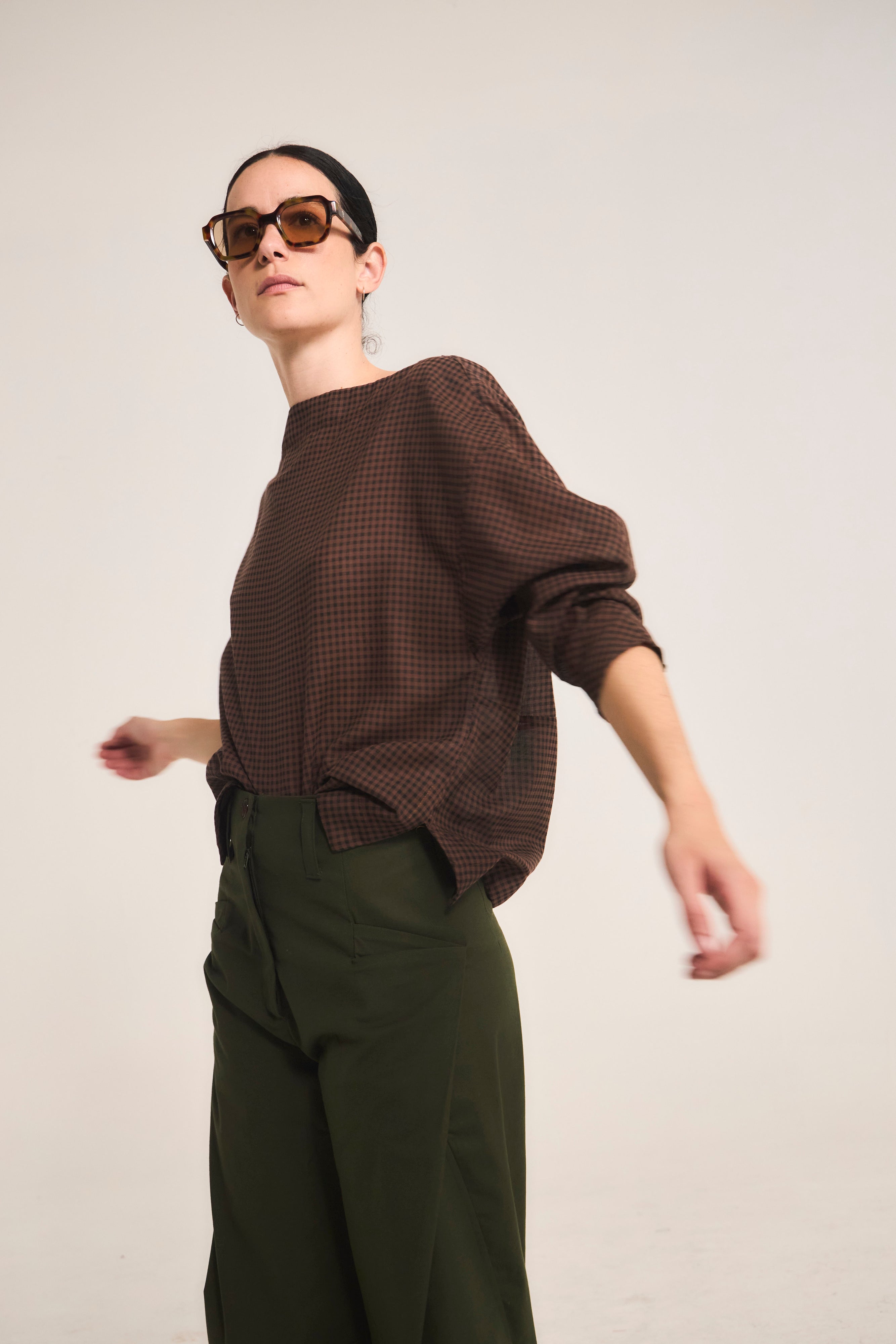 Blusa Trame Cuadrille Café