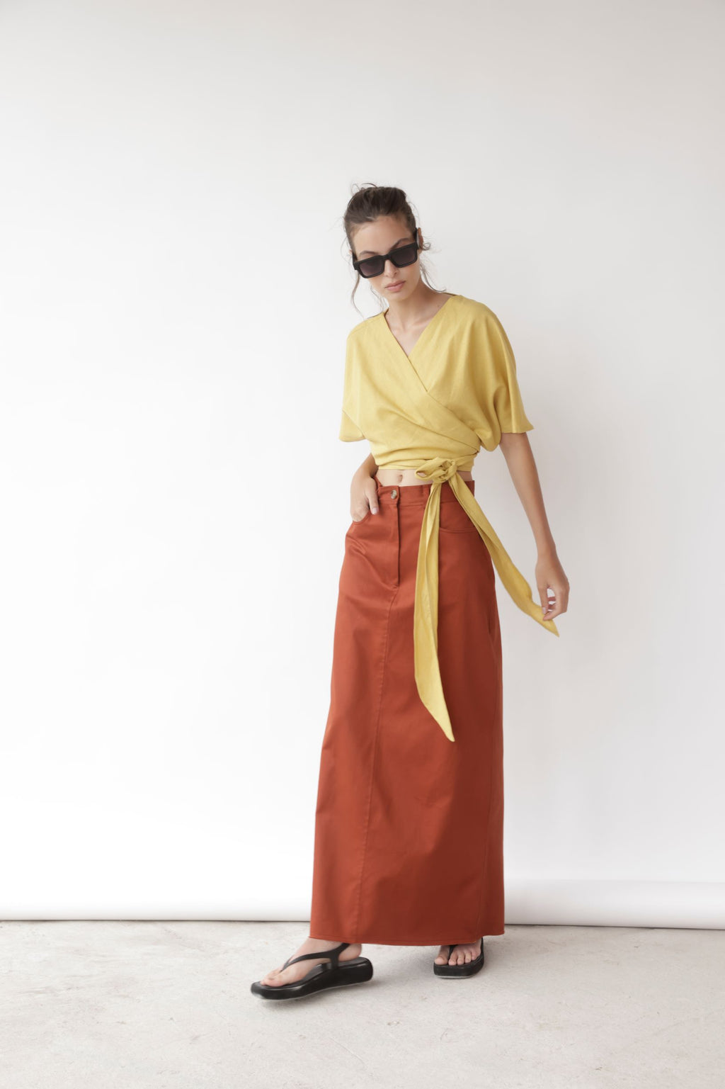 Falda Esme Algodón Terracota