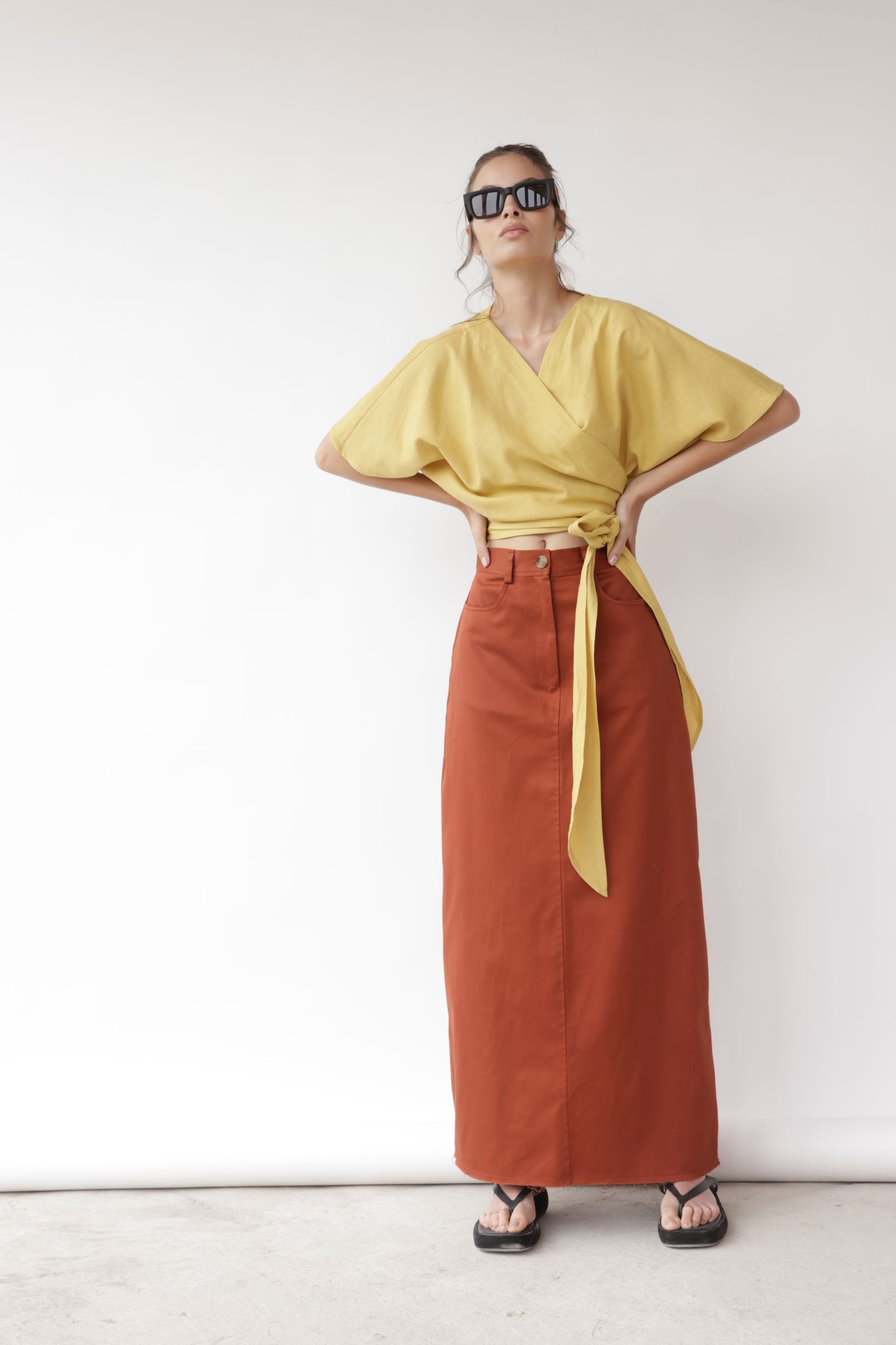 Falda Esme Algodón Terracota