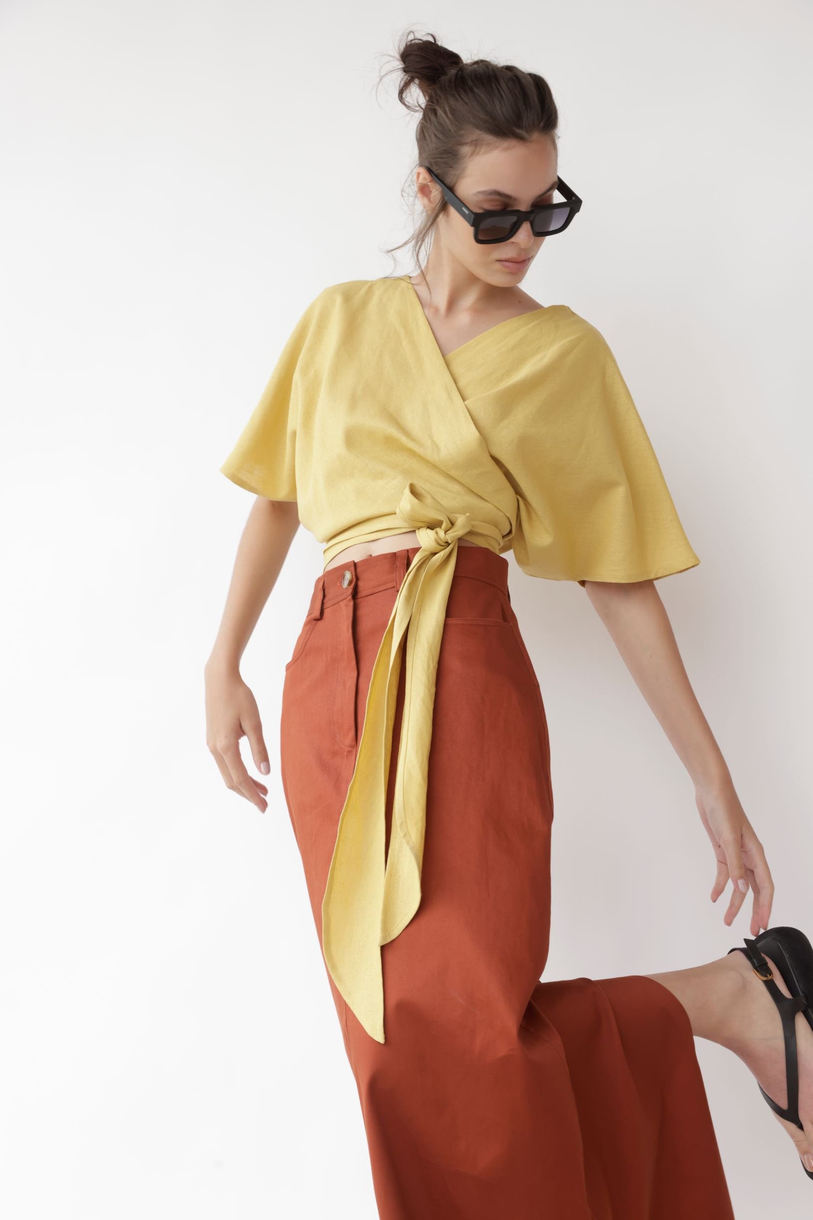 Falda Esme Algodón Terracota