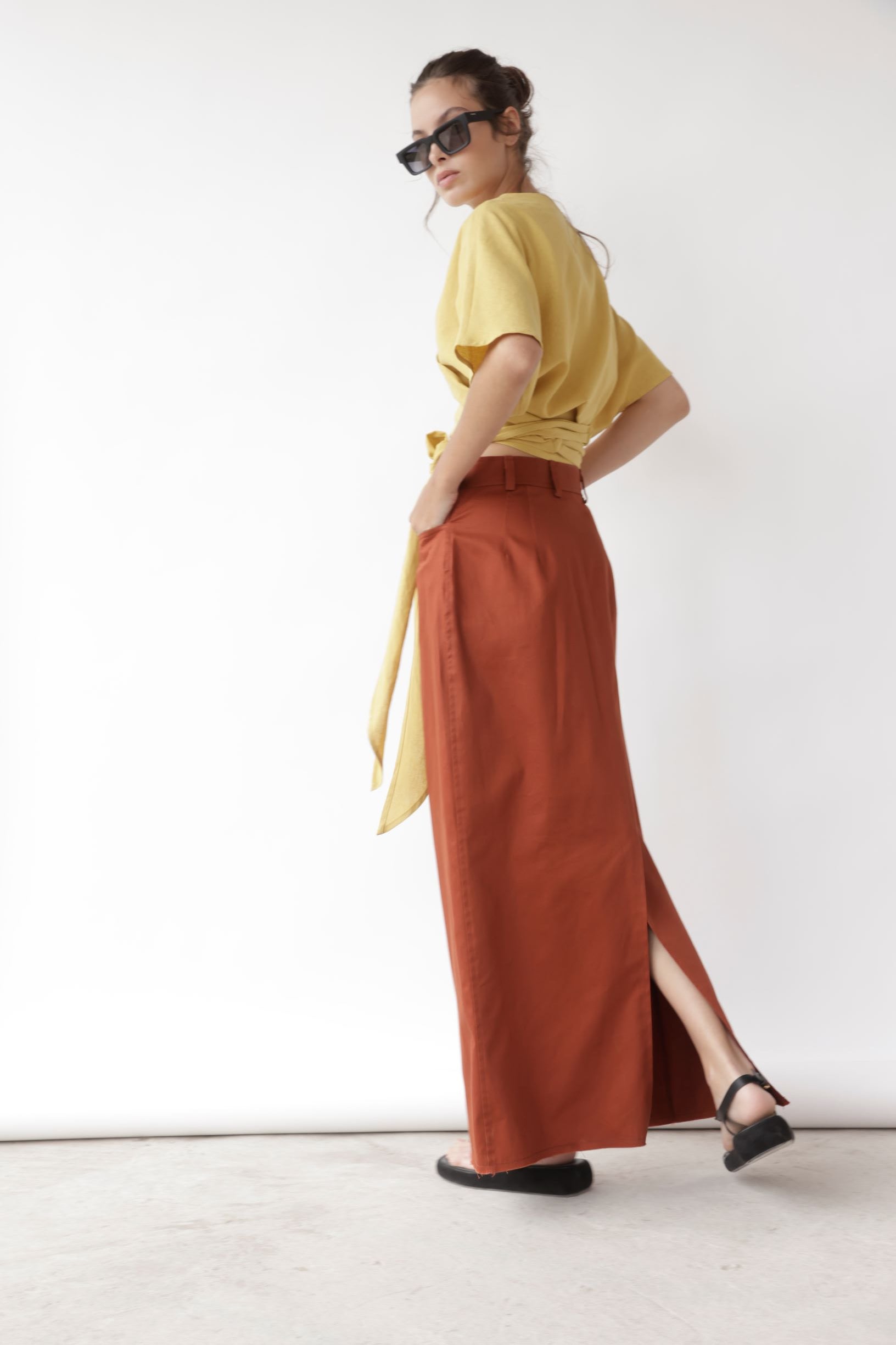 Falda Esme Algodón Terracota