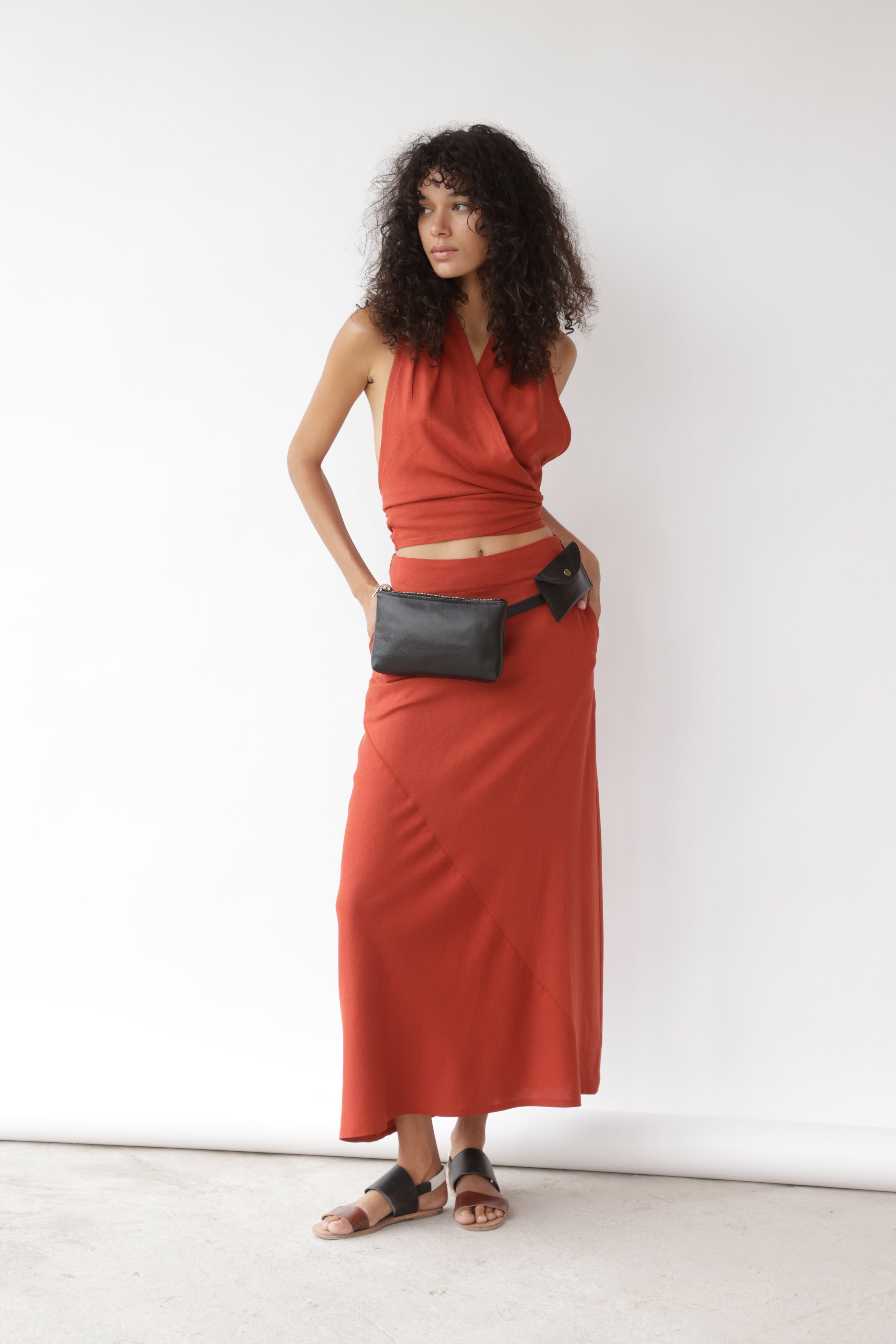 Falda Ziggy Lino Terracota