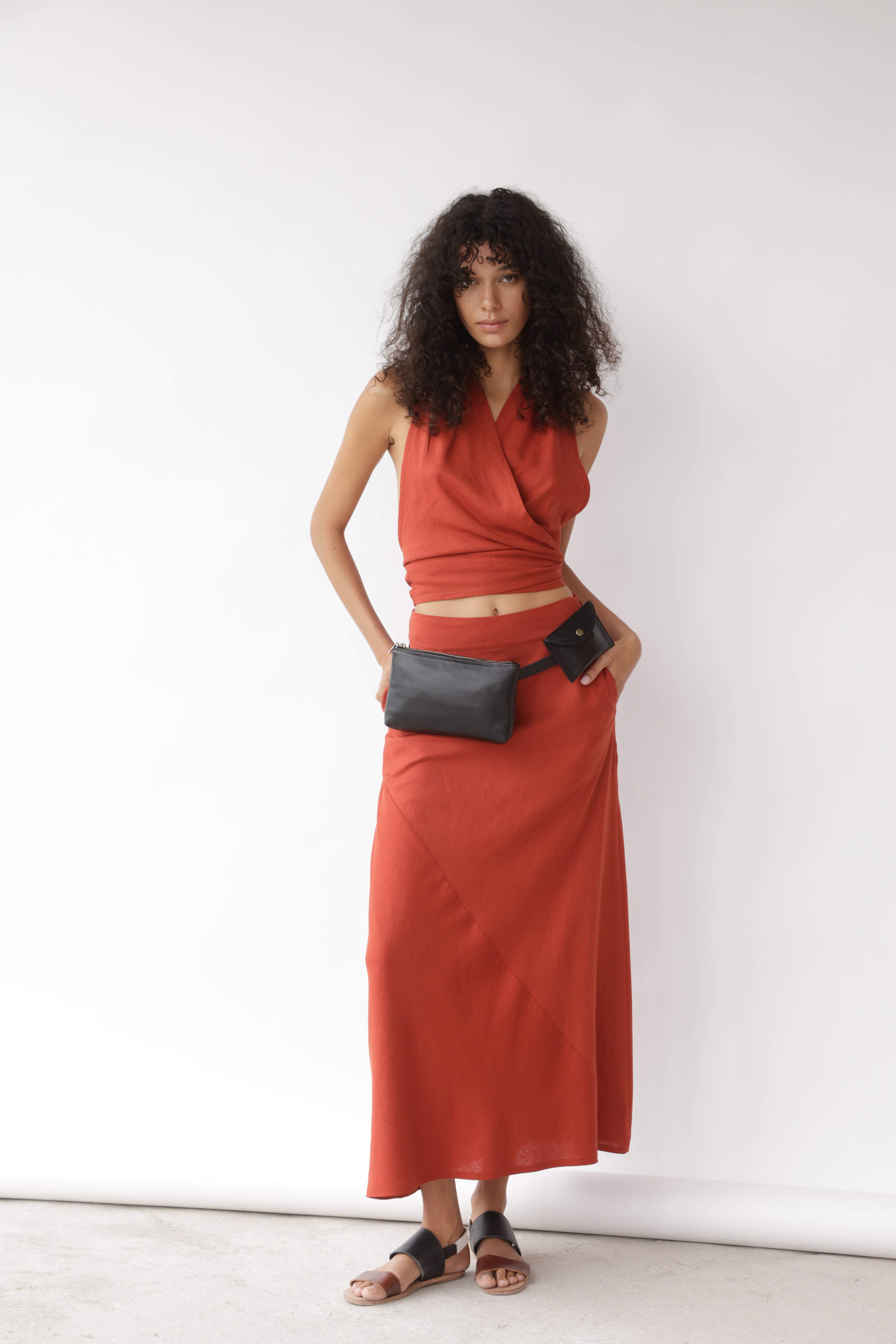 Falda Ziggy Lino Terracota