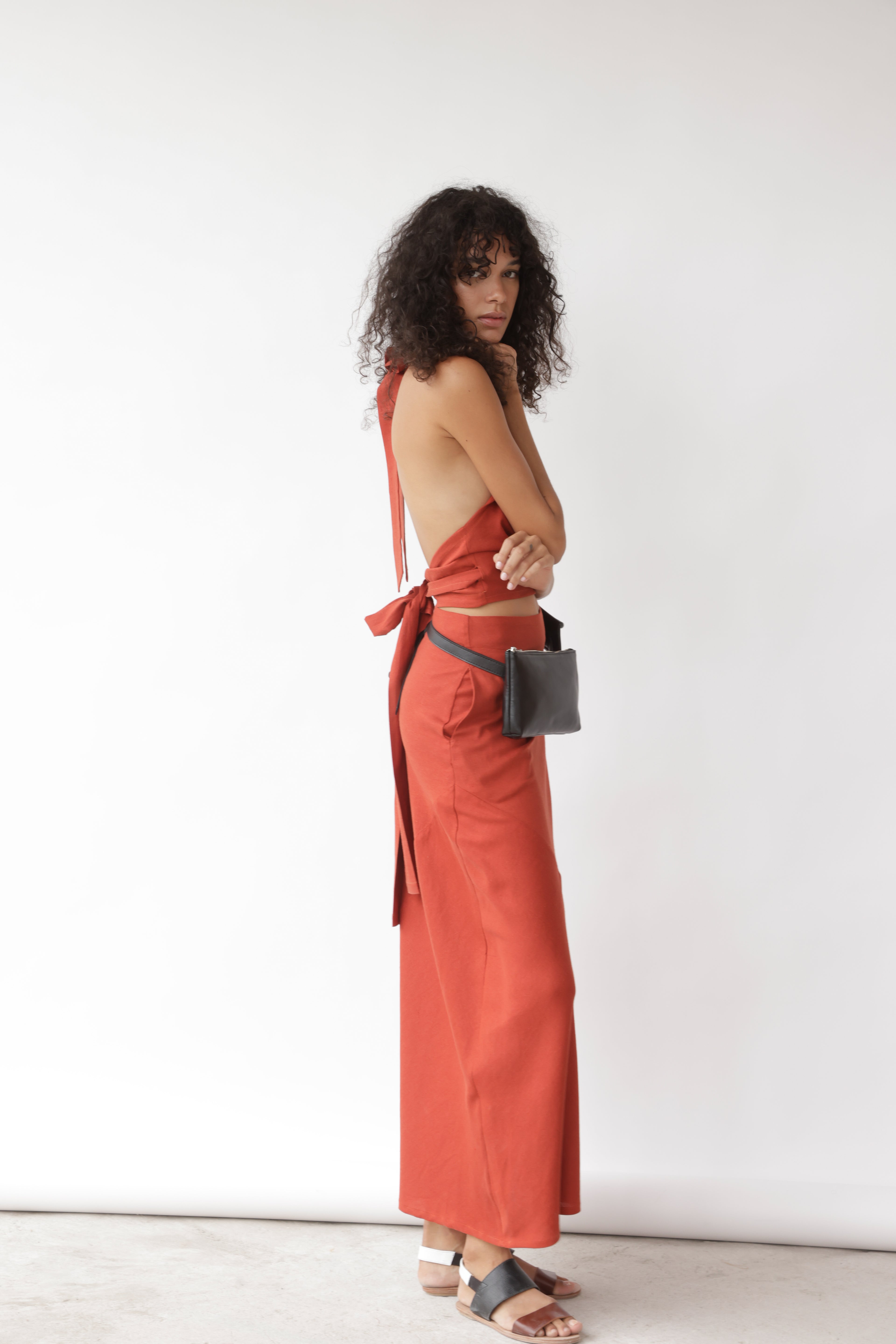 Falda Ziggy Lino Terracota