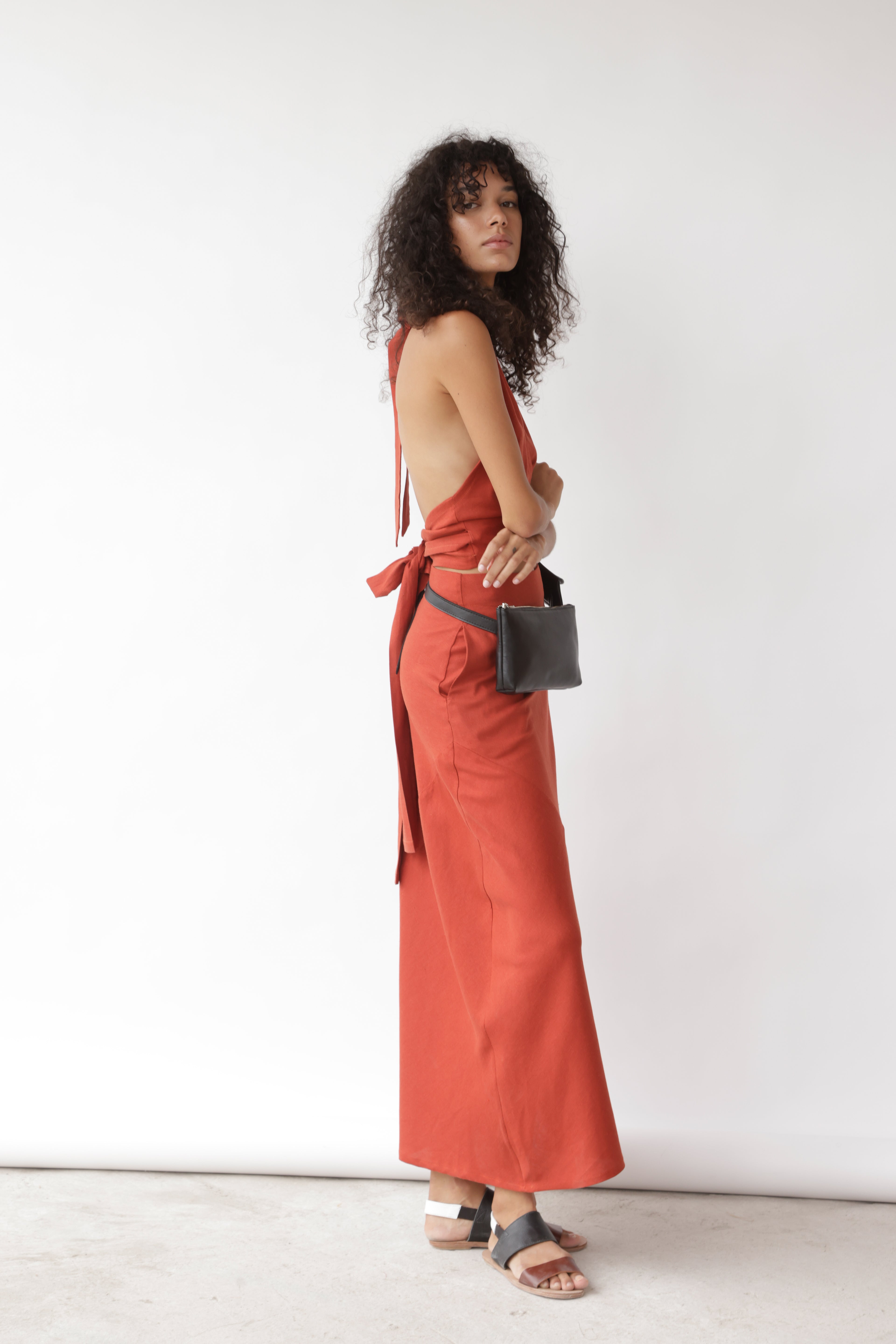 Falda Ziggy Lino Terracota