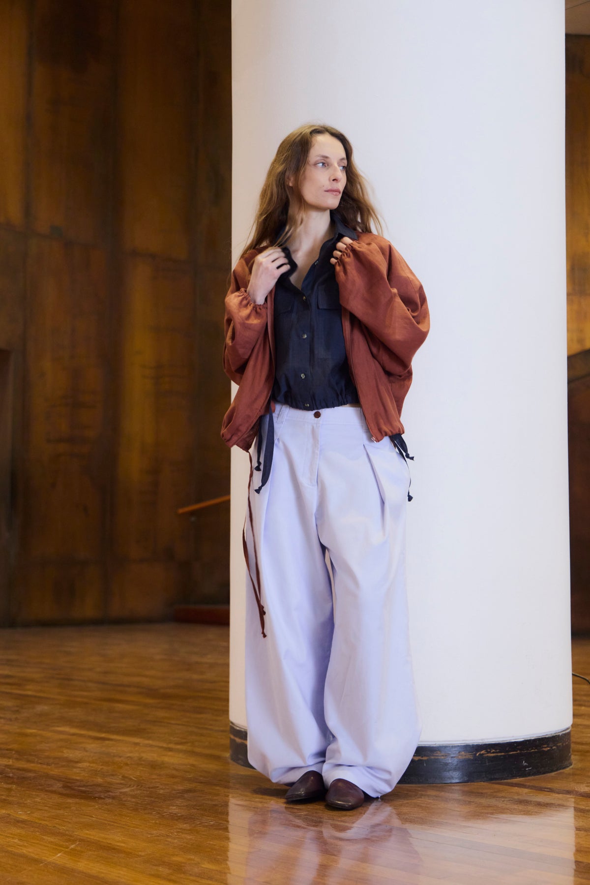 Chaqueta Bomber Embruas 100% Lino Terracota