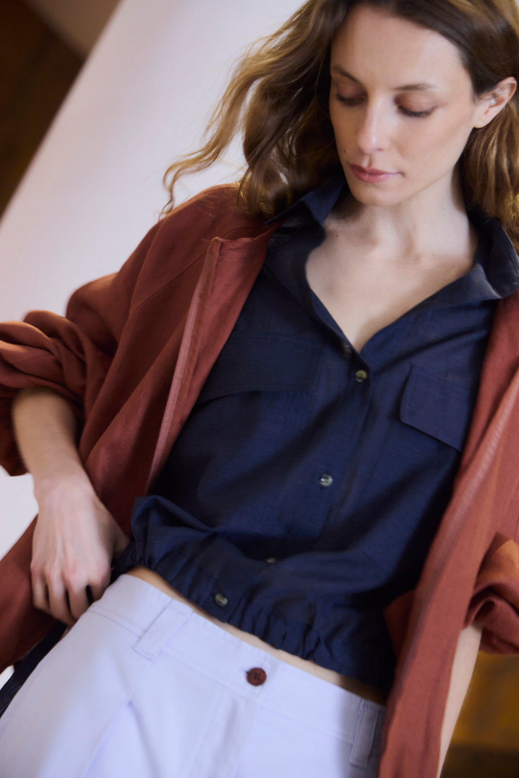 Blusa Eclatemet 100% Lino Azul