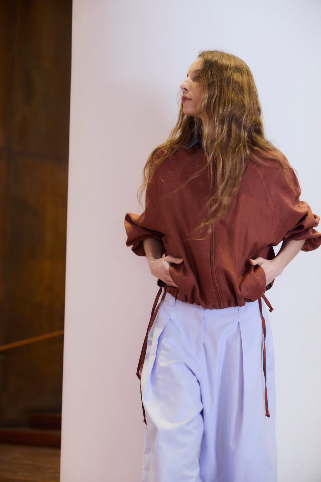 Chaqueta Bomber Embruas 100% Lino Terracota