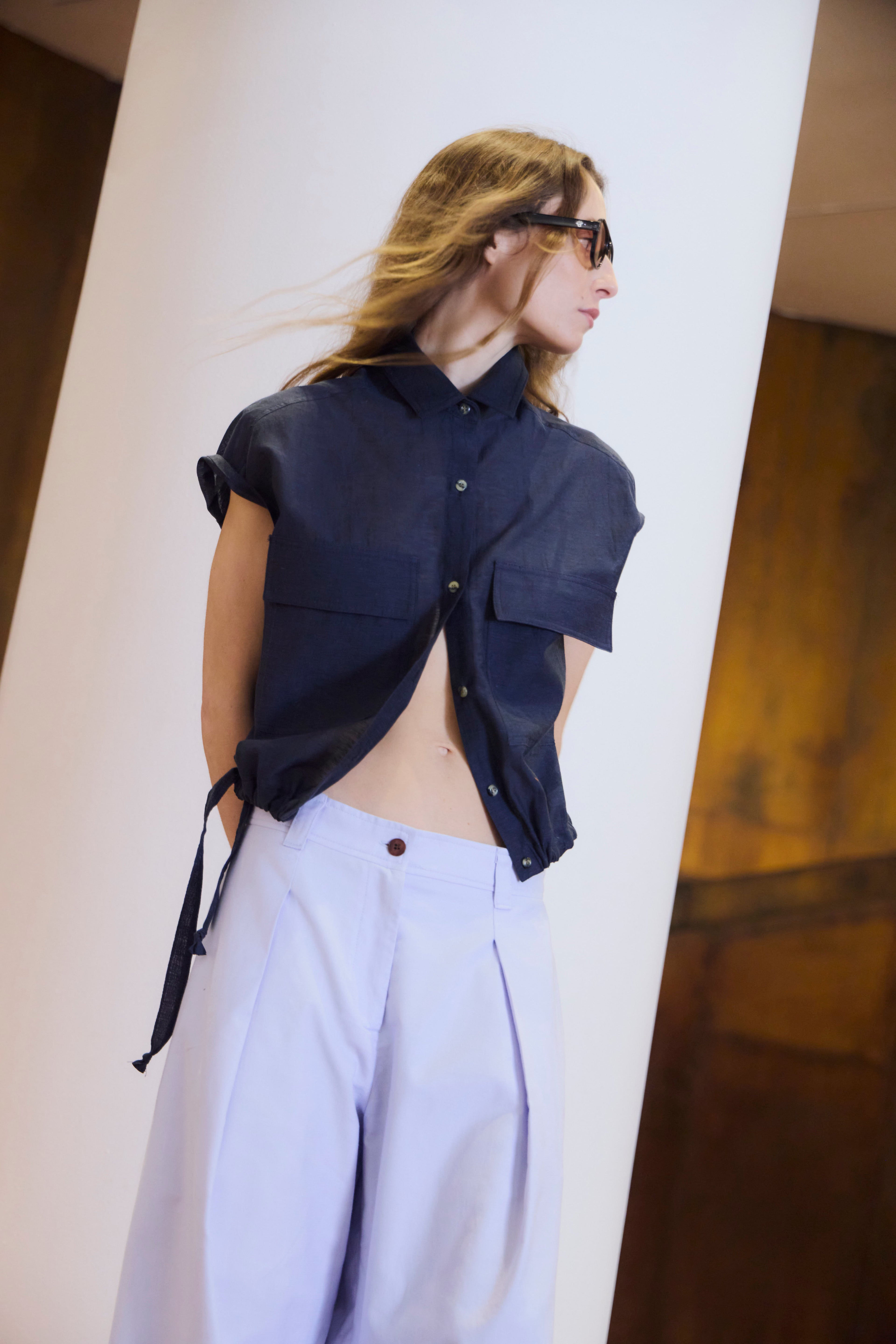 Blusa Eclatemet 100% Lino Azul