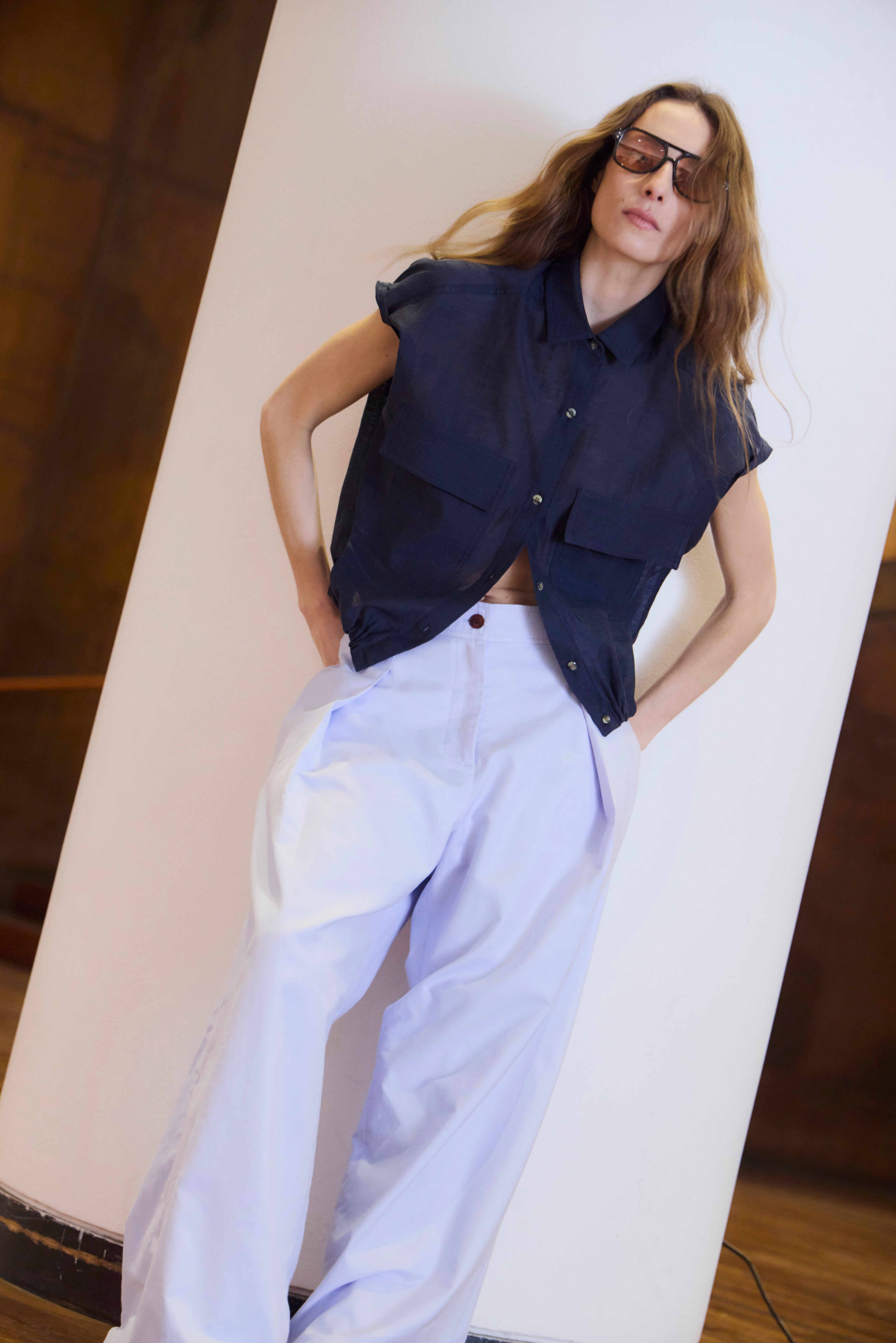 Blusa Eclatemet 100% Lino Azul