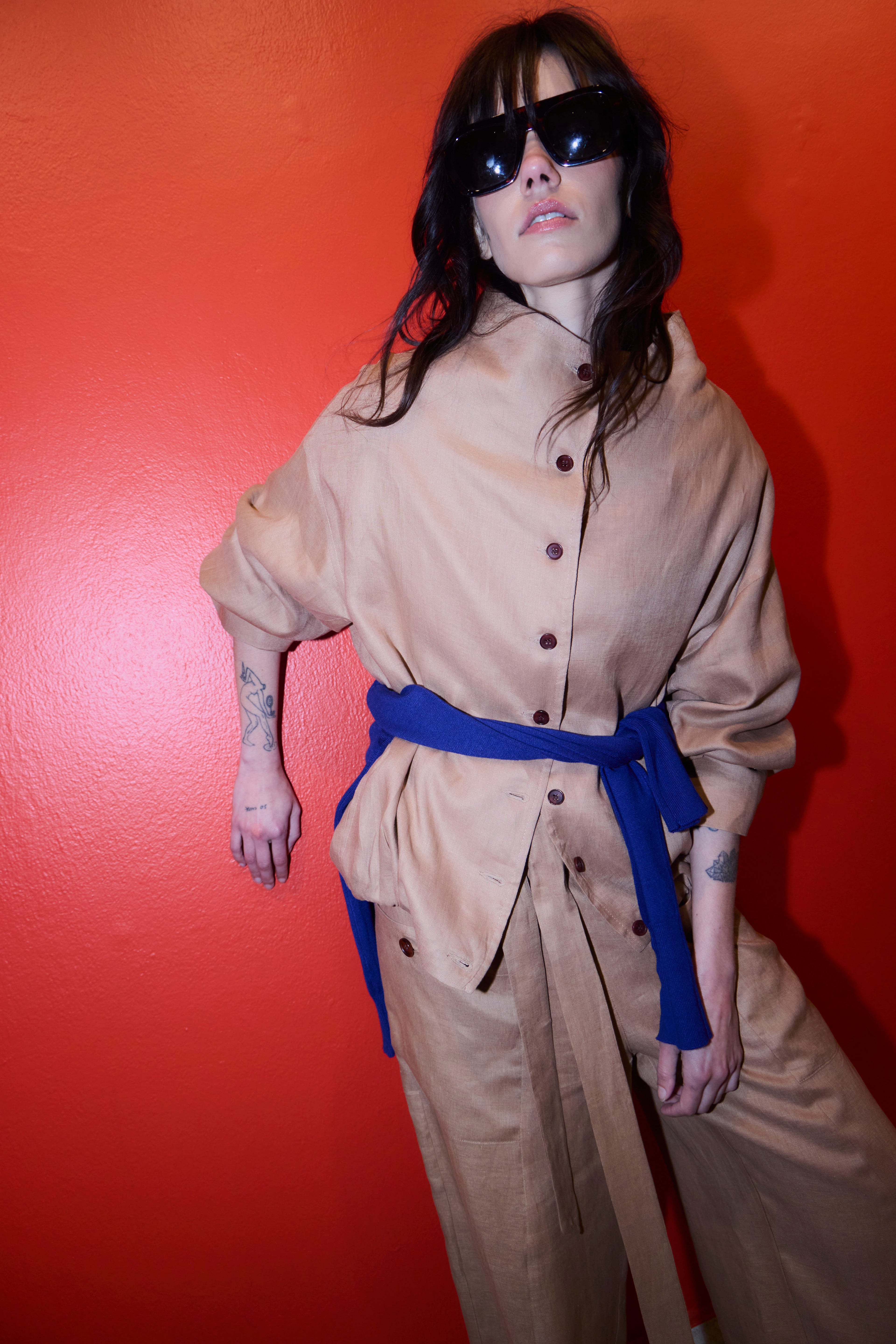 Bomber Nacre 100% Lino Camel