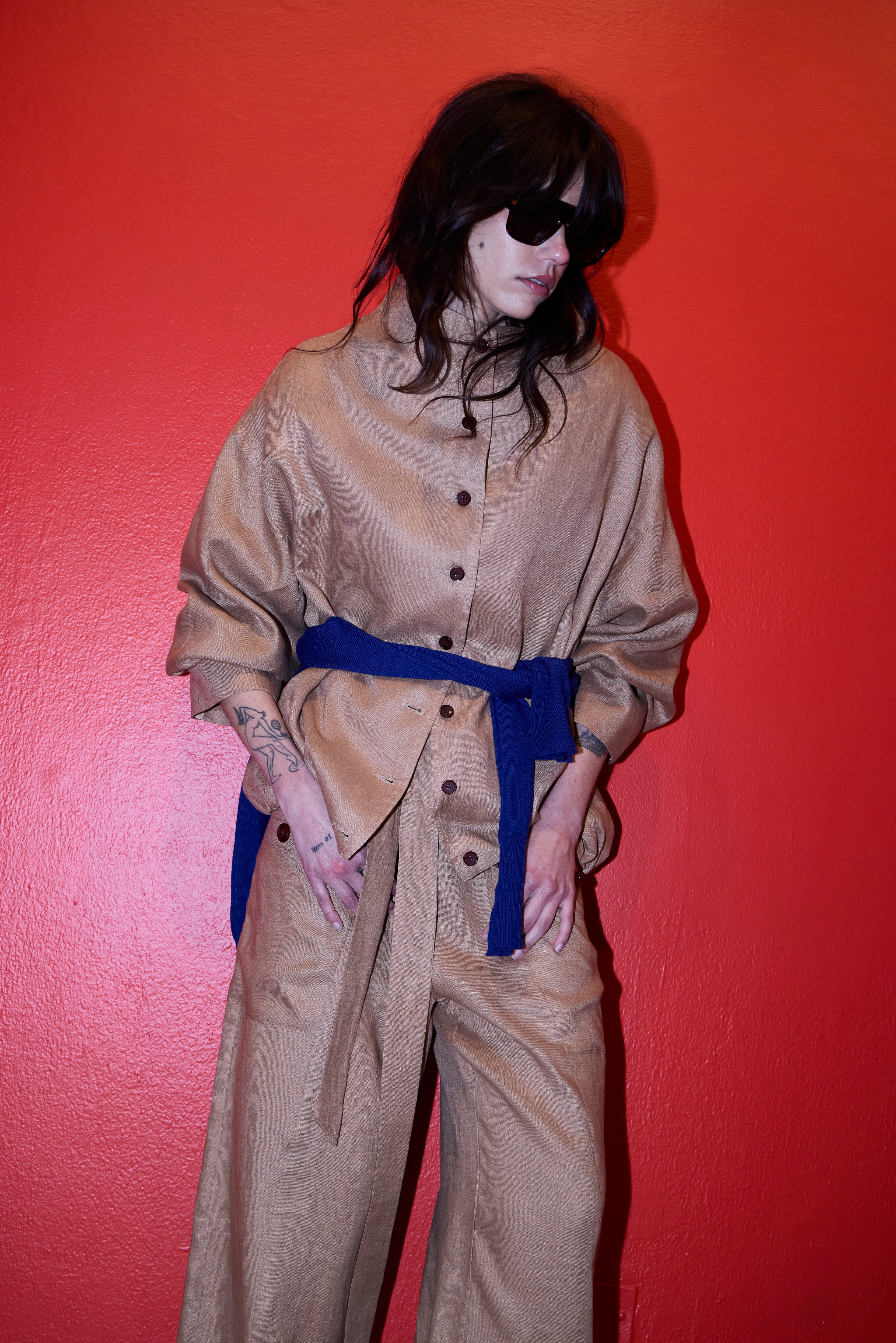 Bomber Nacre 100% Lino Camel