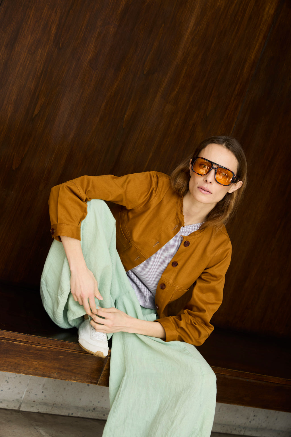 Chaqueta Effiloche Denim Camel