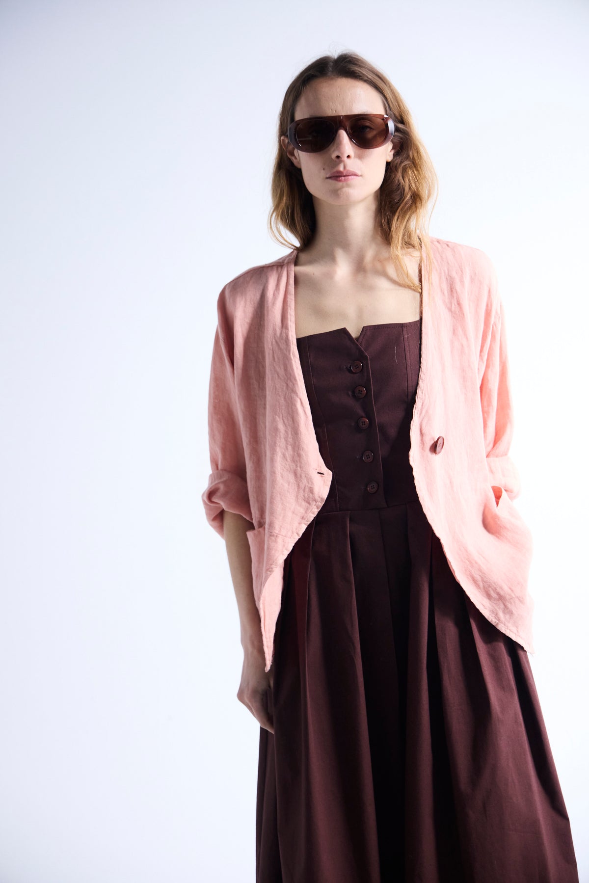 Sobrecamisa Ondulé 100% Lino Coral