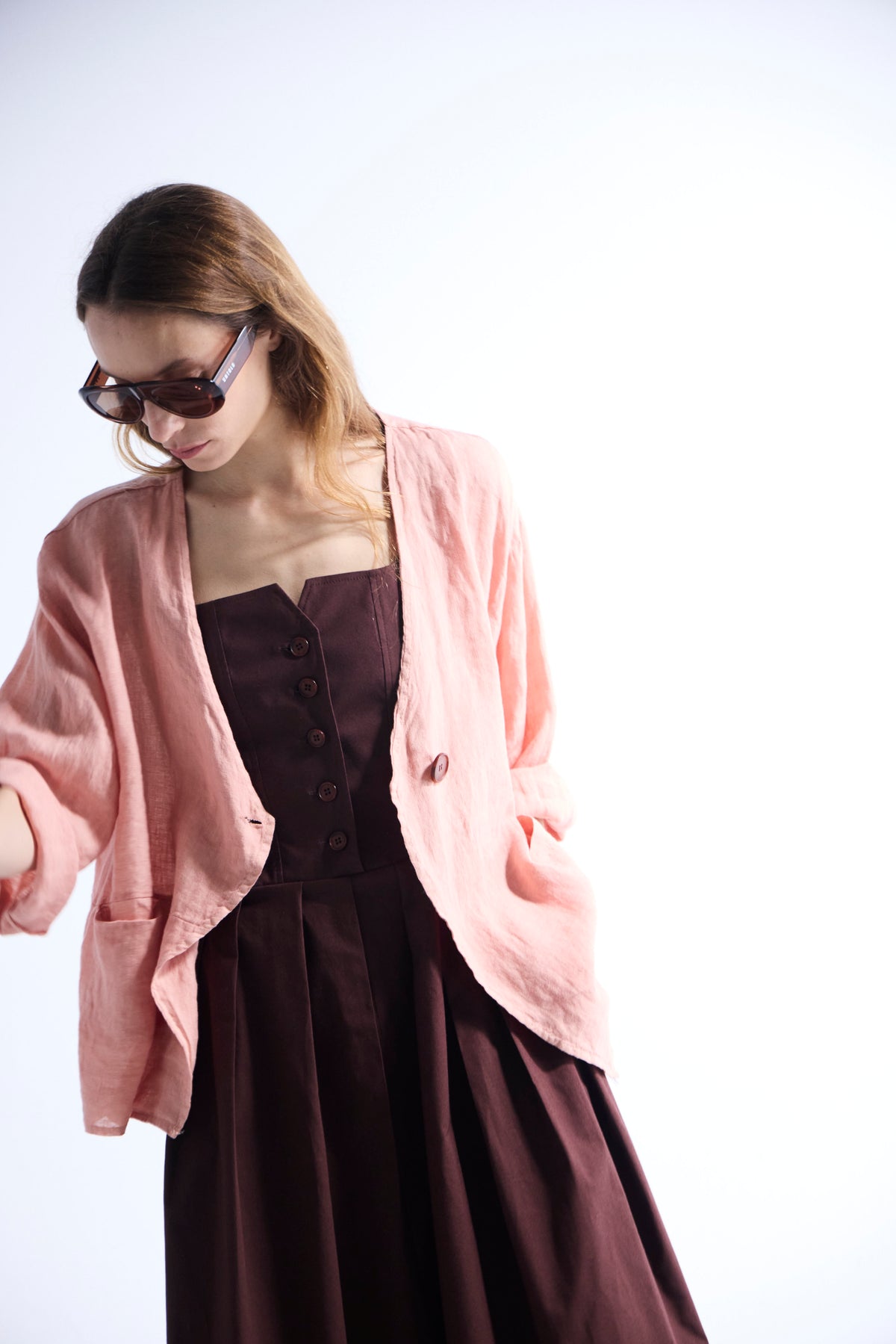 Sobrecamisa Ondulé 100% Lino Coral
