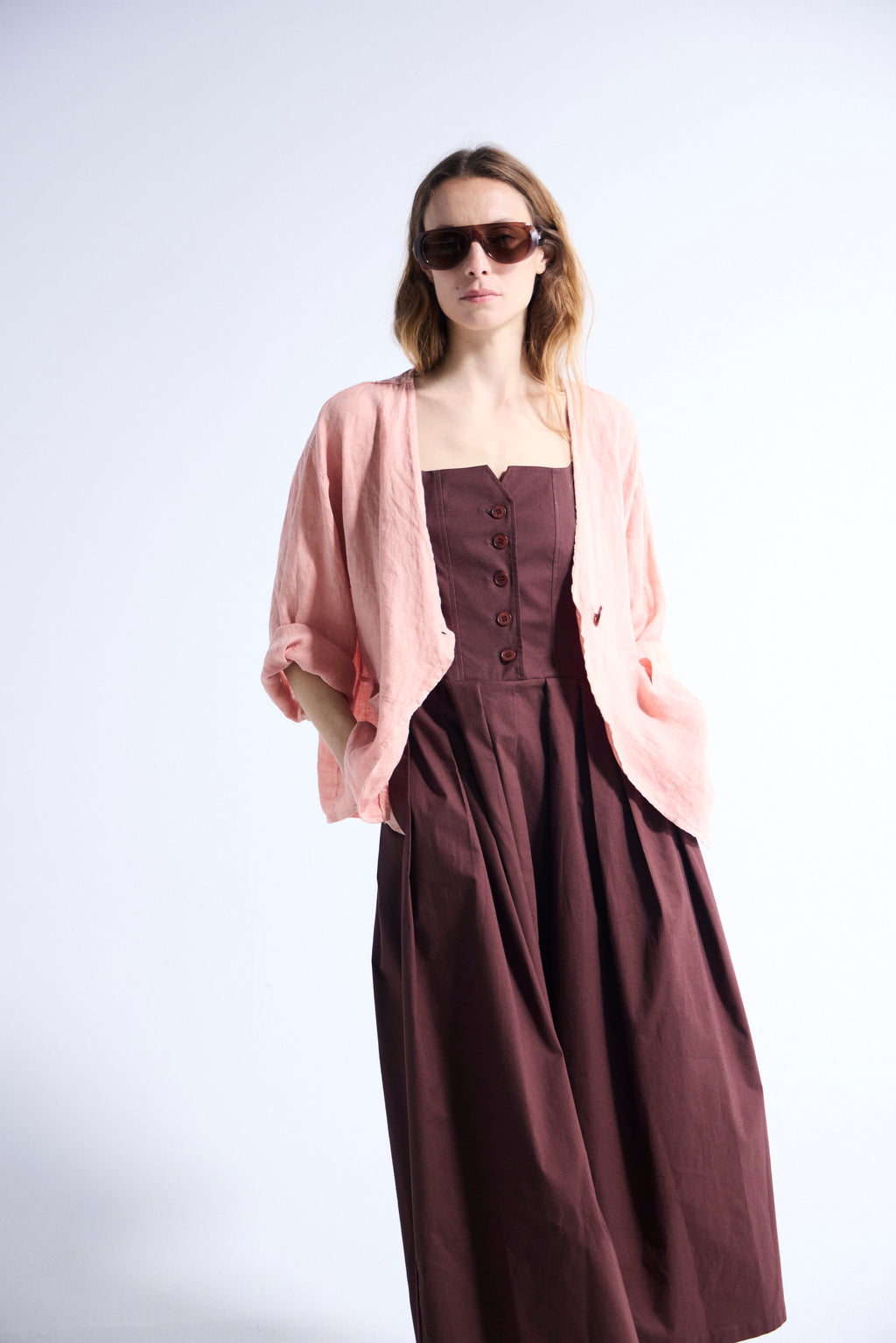 Sobrecamisa Ondulé 100% Lino Coral