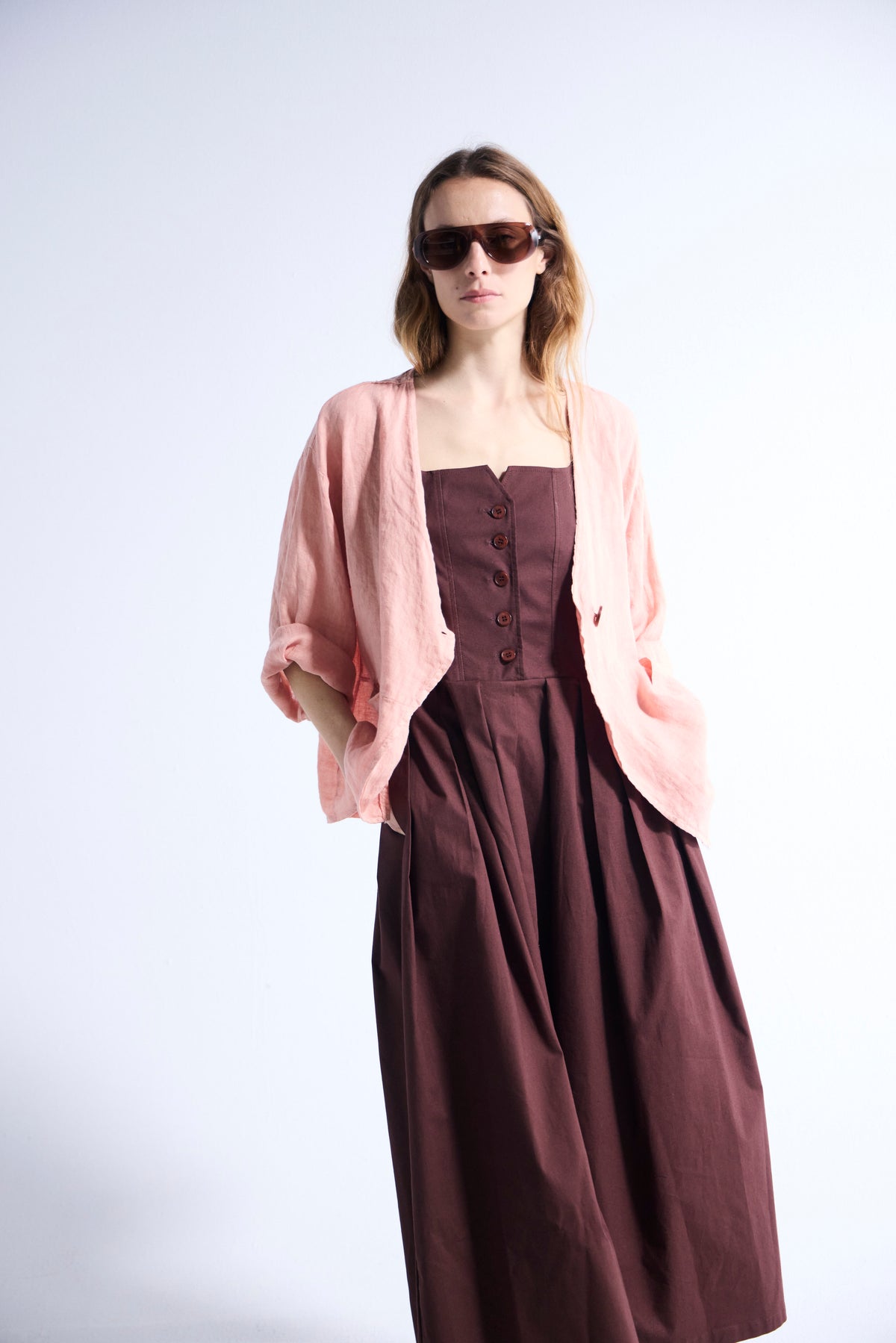 Sobrecamisa Ondulé 100% Lino Coral