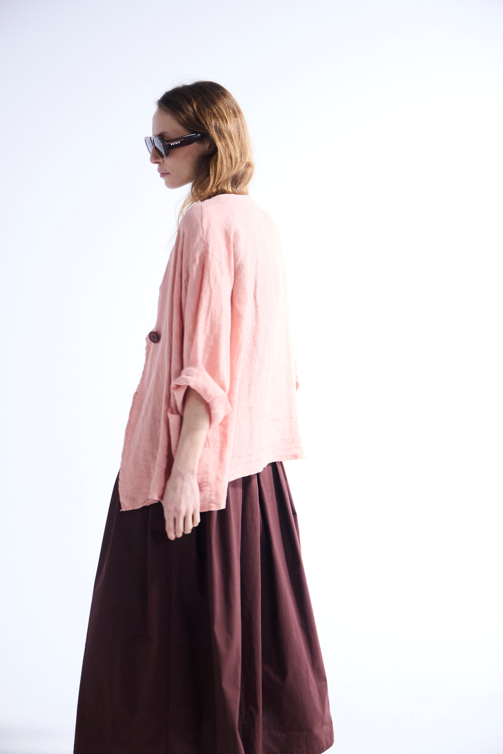 Sobrecamisa Ondulé 100% Lino Coral