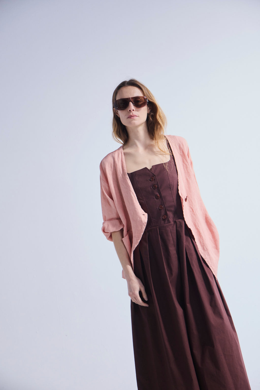 Sobrecamisa Ondulé 100% Lino Coral