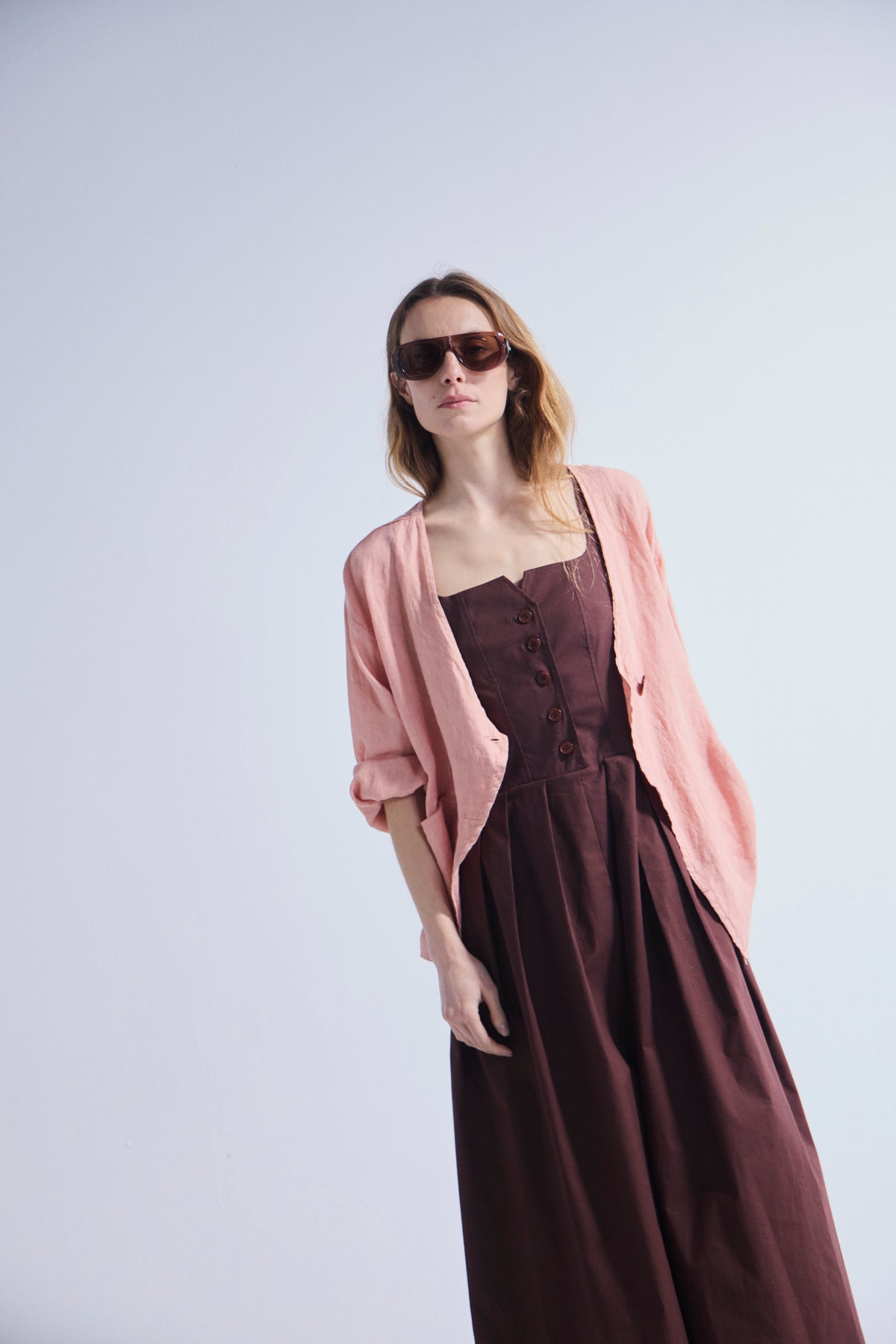 Sobrecamisa Ondulé 100% Lino Coral
