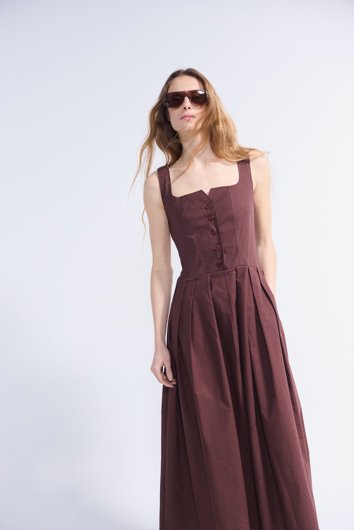 Vestido Orleans Algodón Café