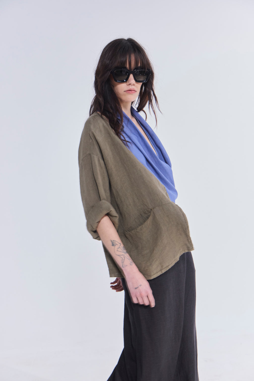 Sobrecamisa Ondulé 100% Lino Verde Musgo