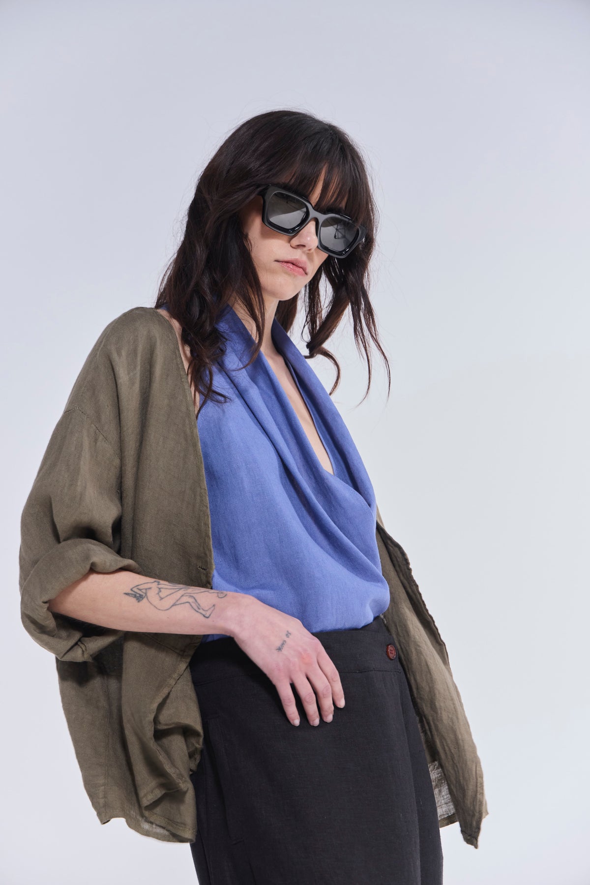 Sobrecamisa Ondulé 100% Lino Verde Musgo