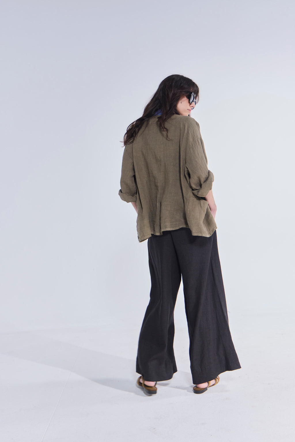 Sobrecamisa Ondulé 100% Lino Verde Musgo