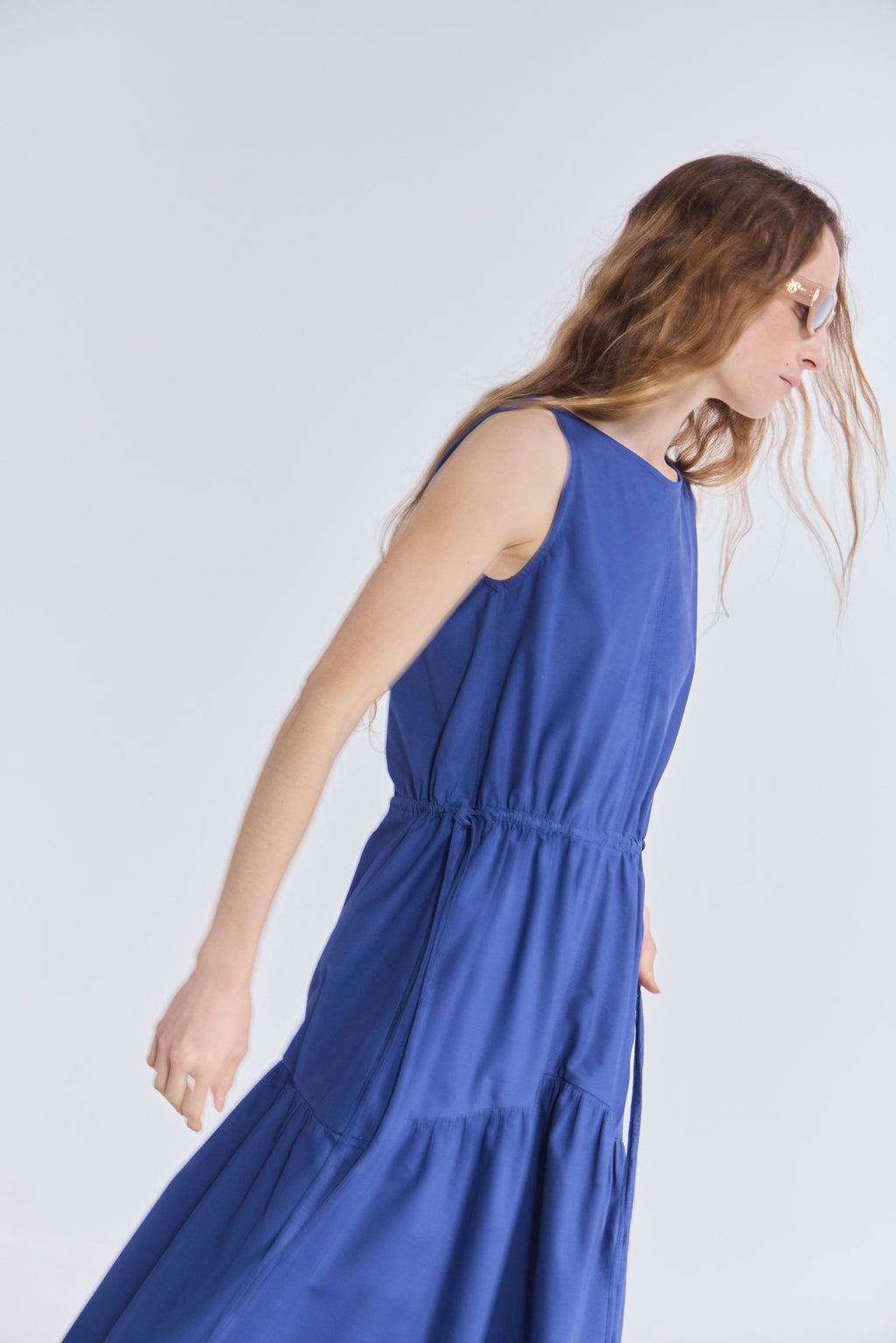 Vestido Liens Algodón Azulino