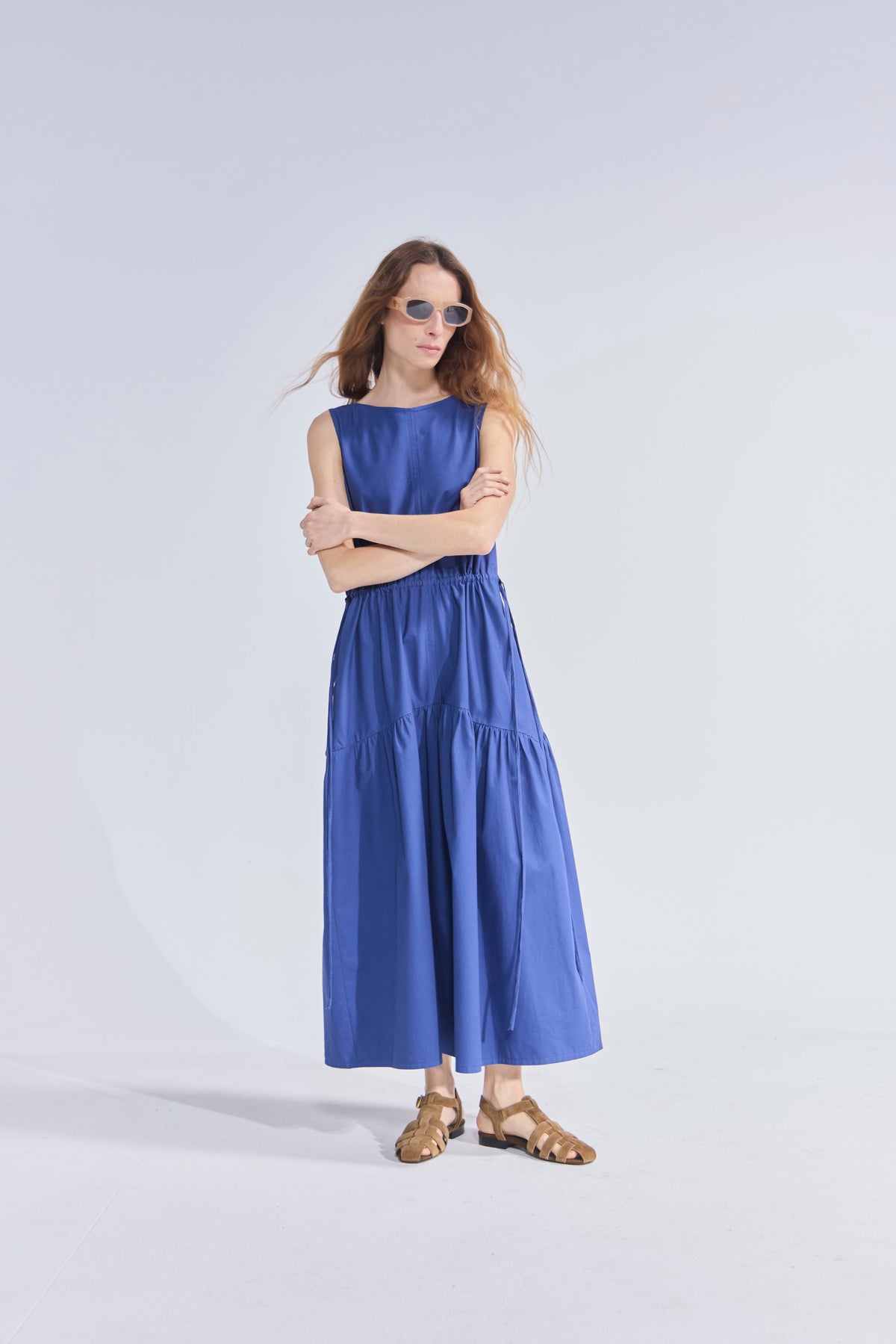 Vestido Liens Algodón Azulino