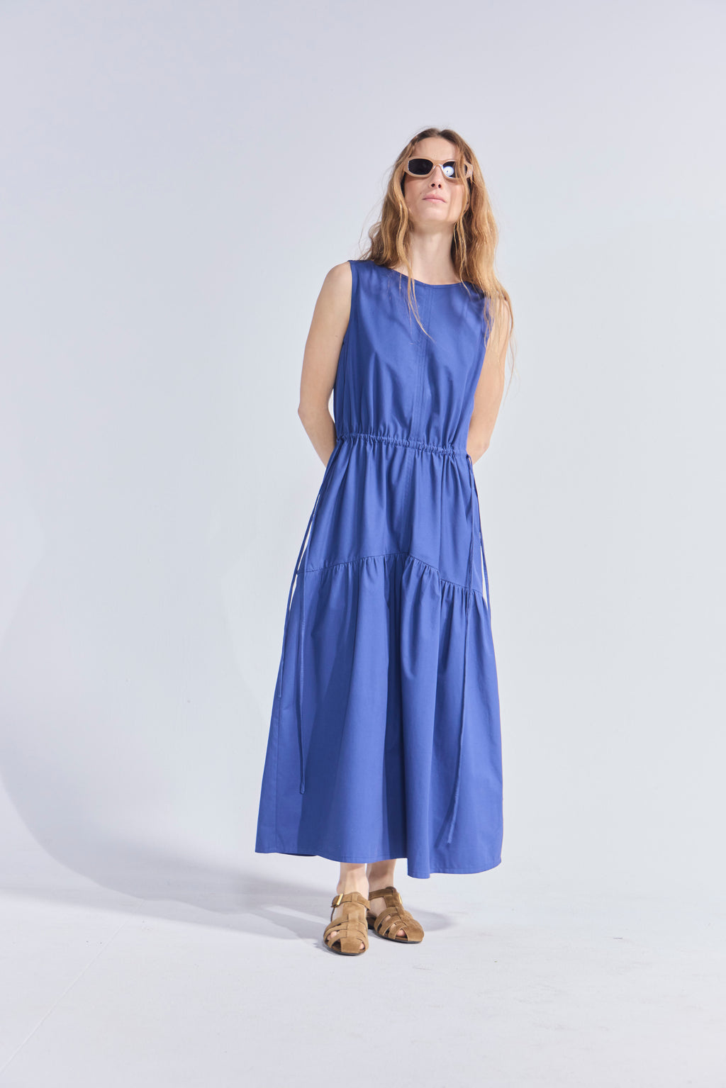 Vestido Liens Algodón Azulino
