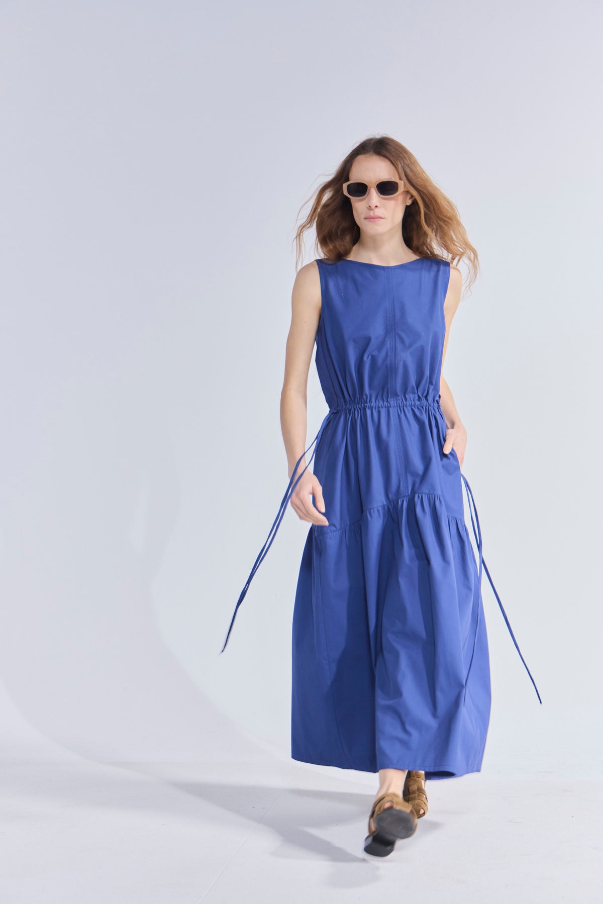 Vestido Liens Algodón Azulino