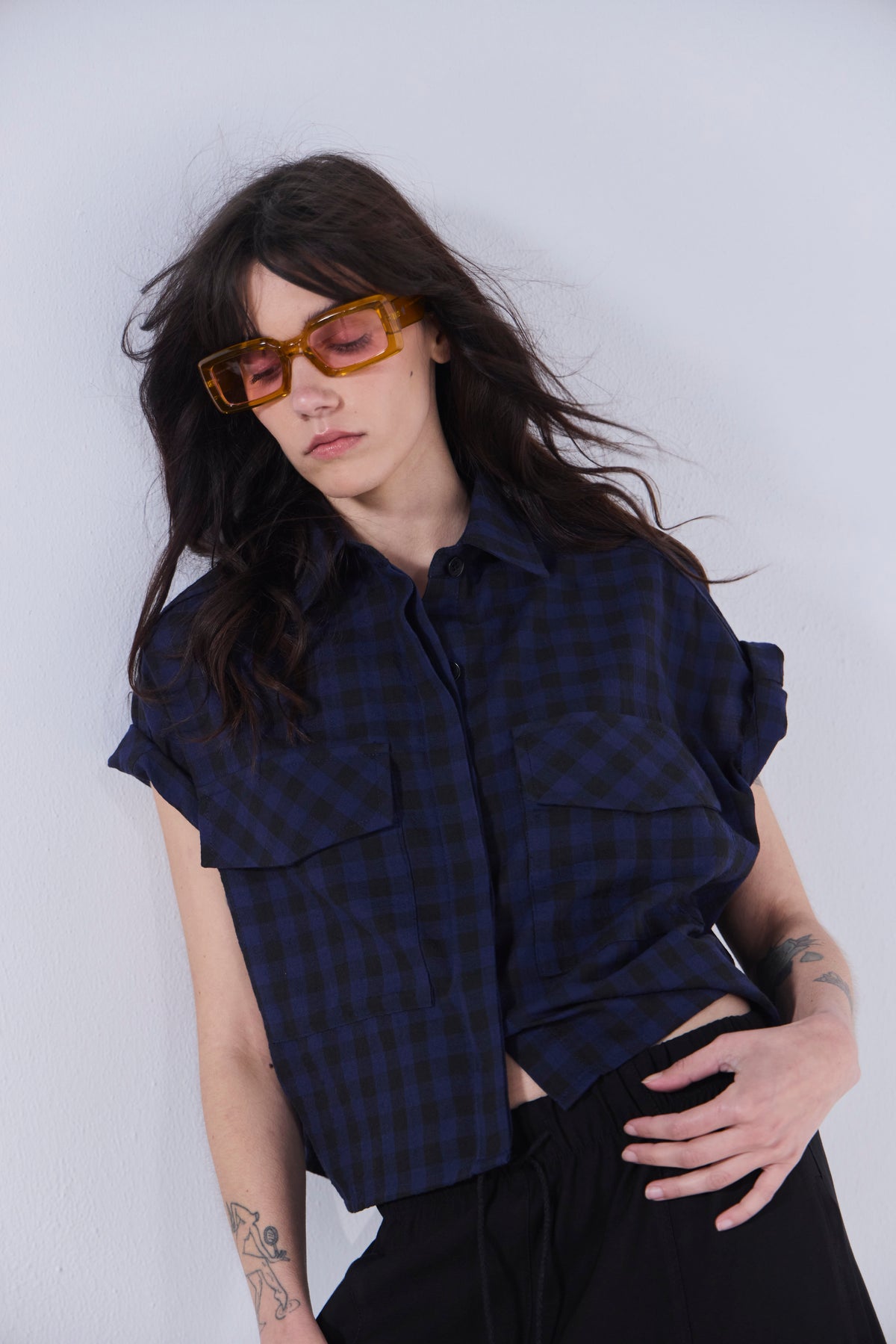 Blusa Sel Bla 100% Algodón Escocés Azul
