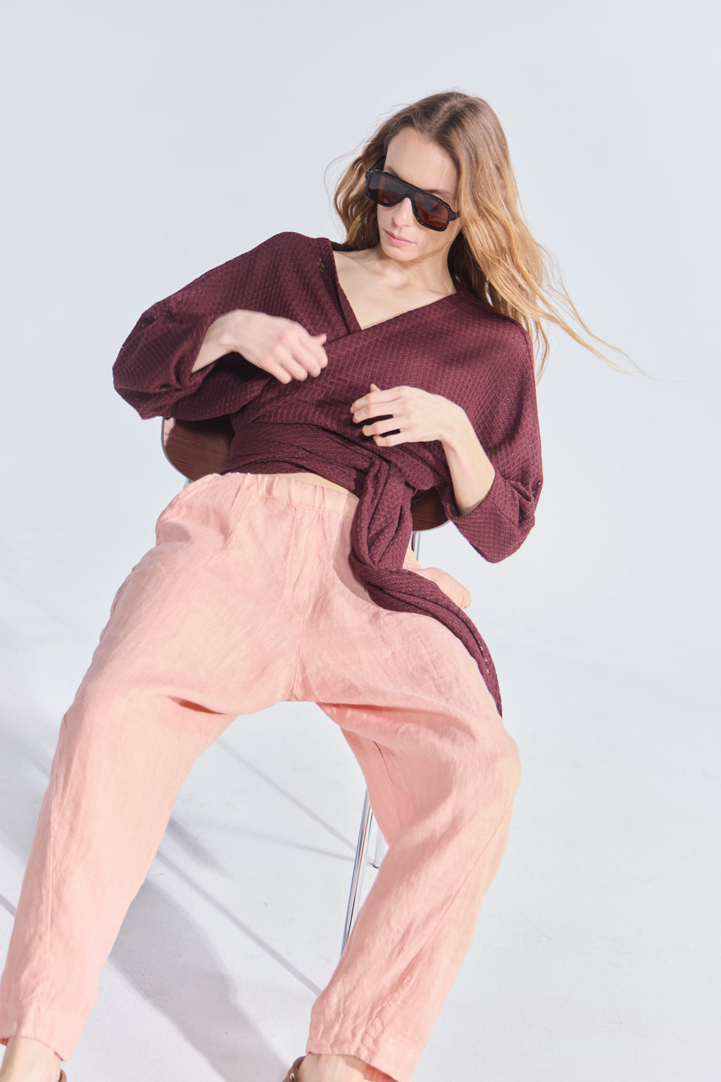 Pantalón Noué 100% Lino Coral