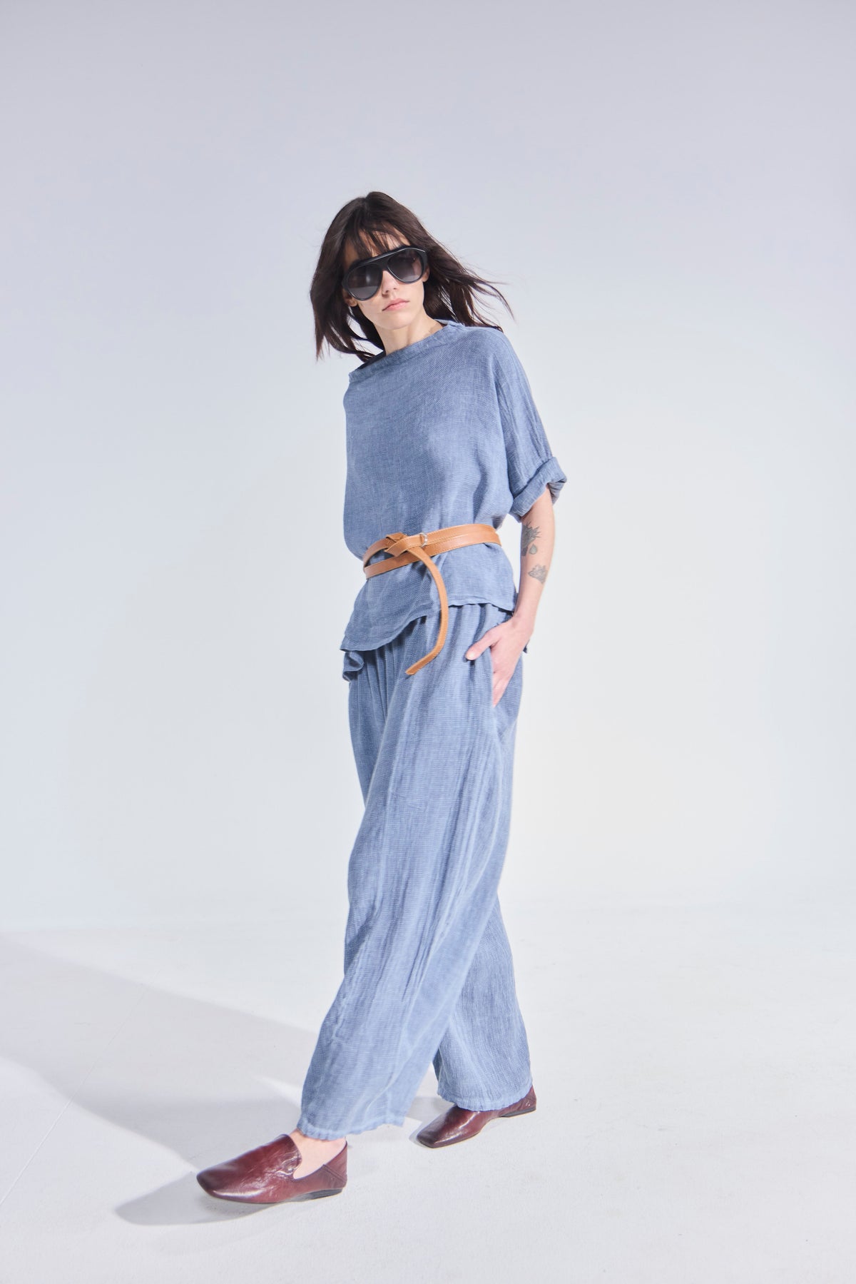 Pantalón Tendu Azul Piedra