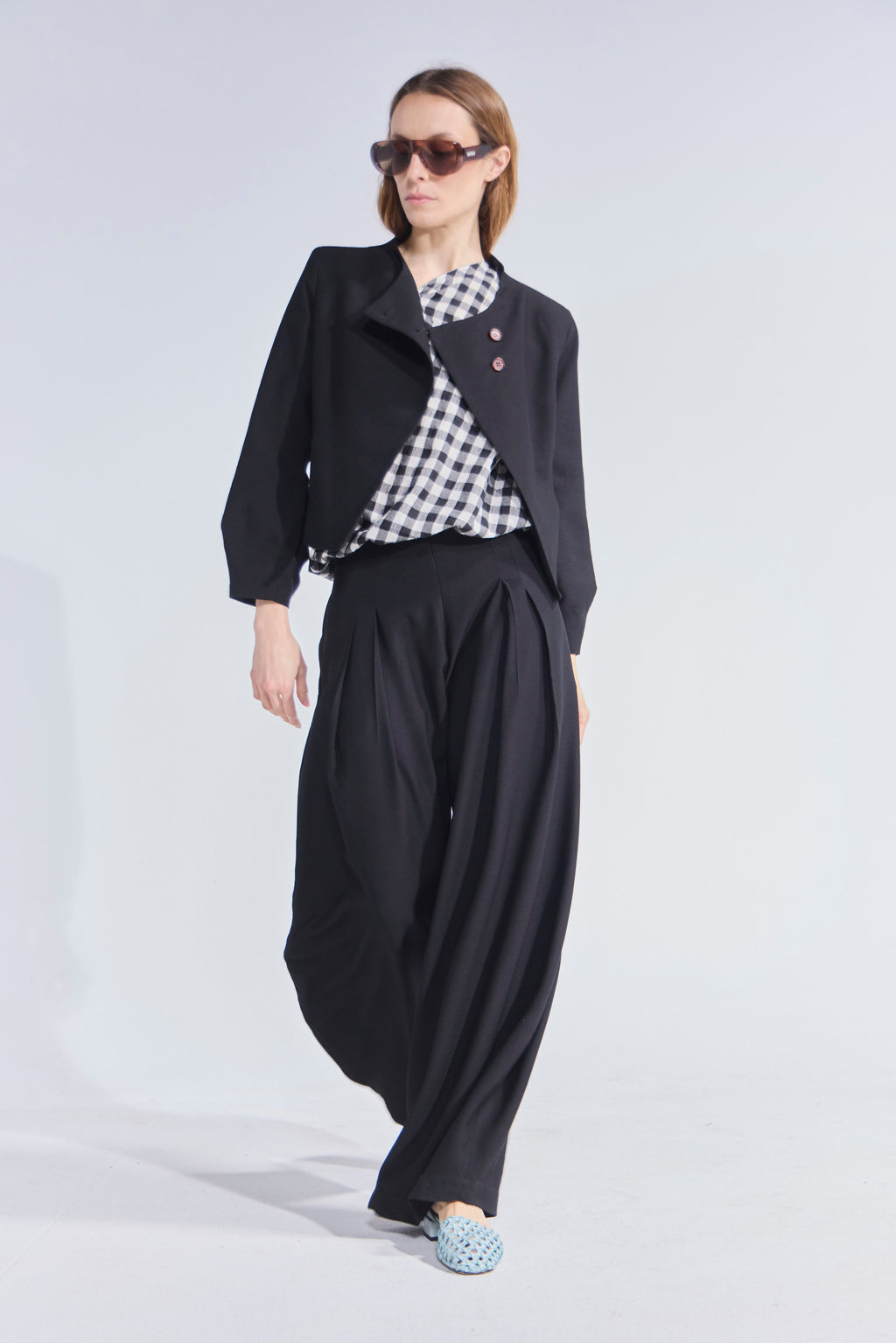 Top Attache Escocés Blanco Negro