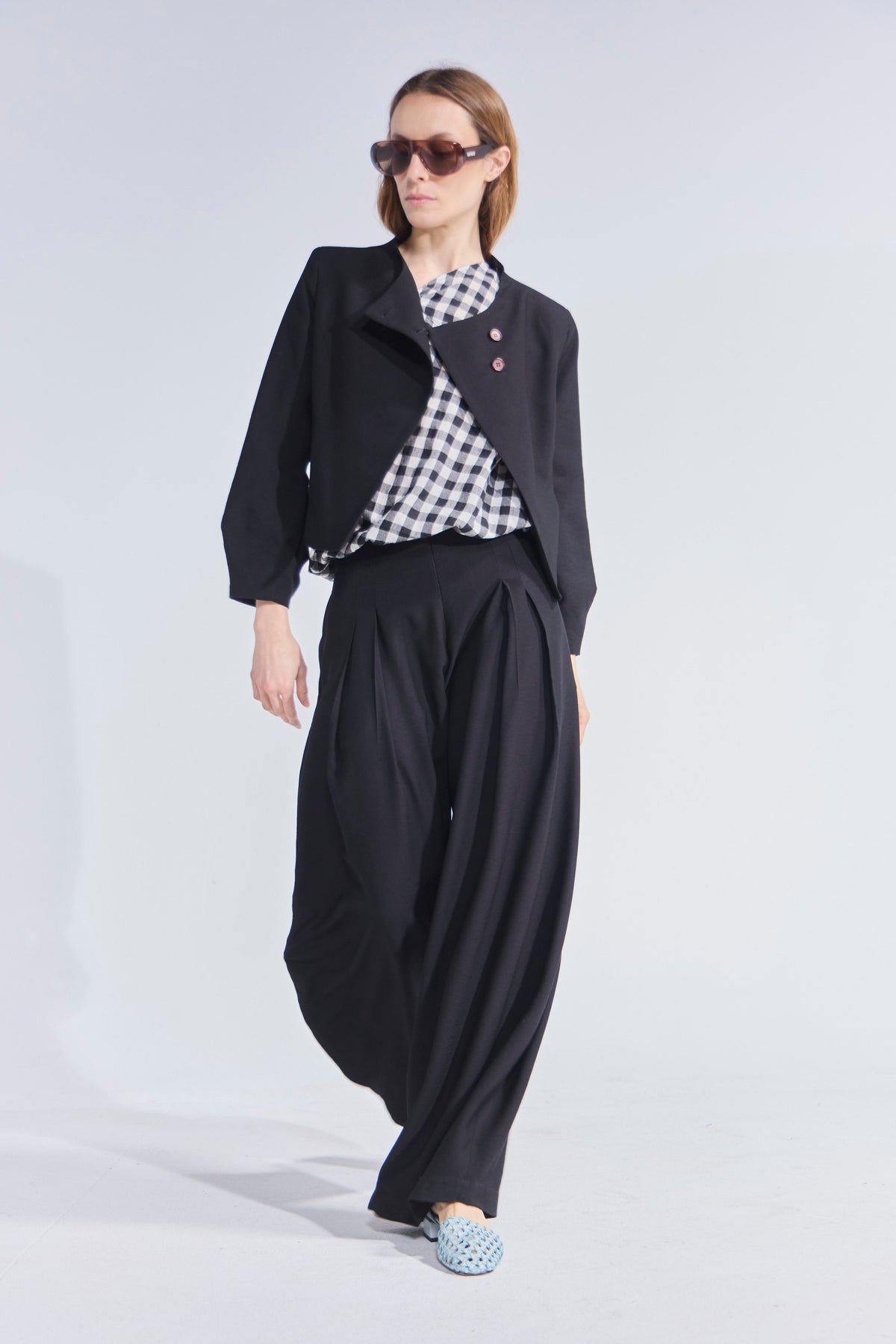 Top Attache Escocés Blanco Negro