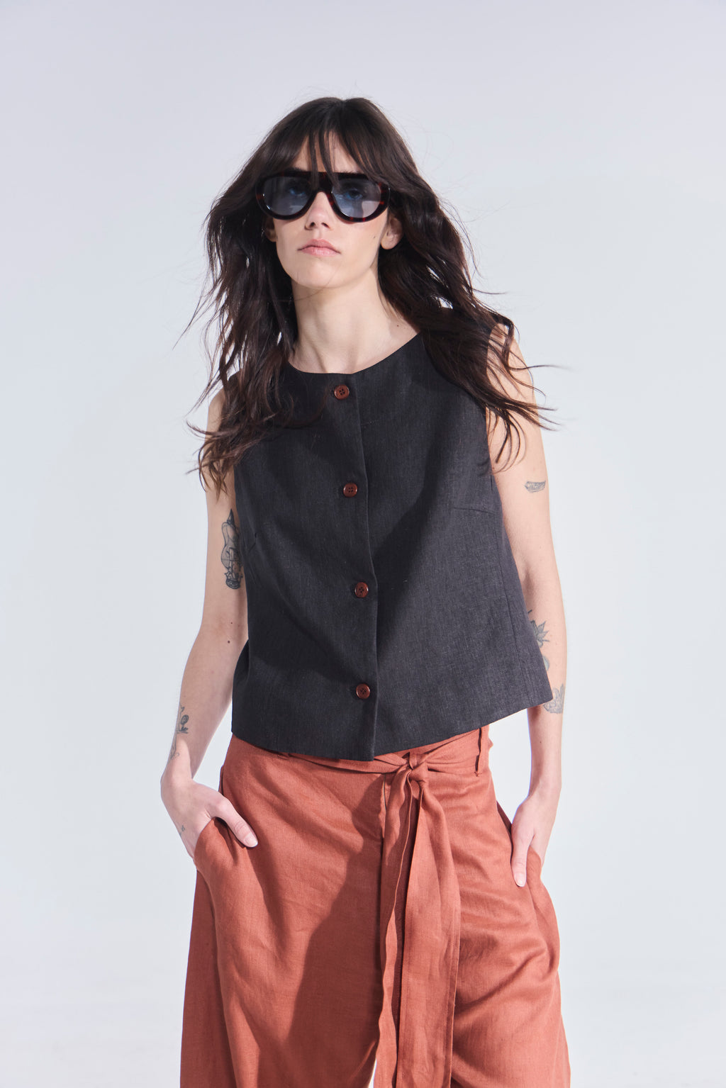 Gilet Minimun Lino Negro